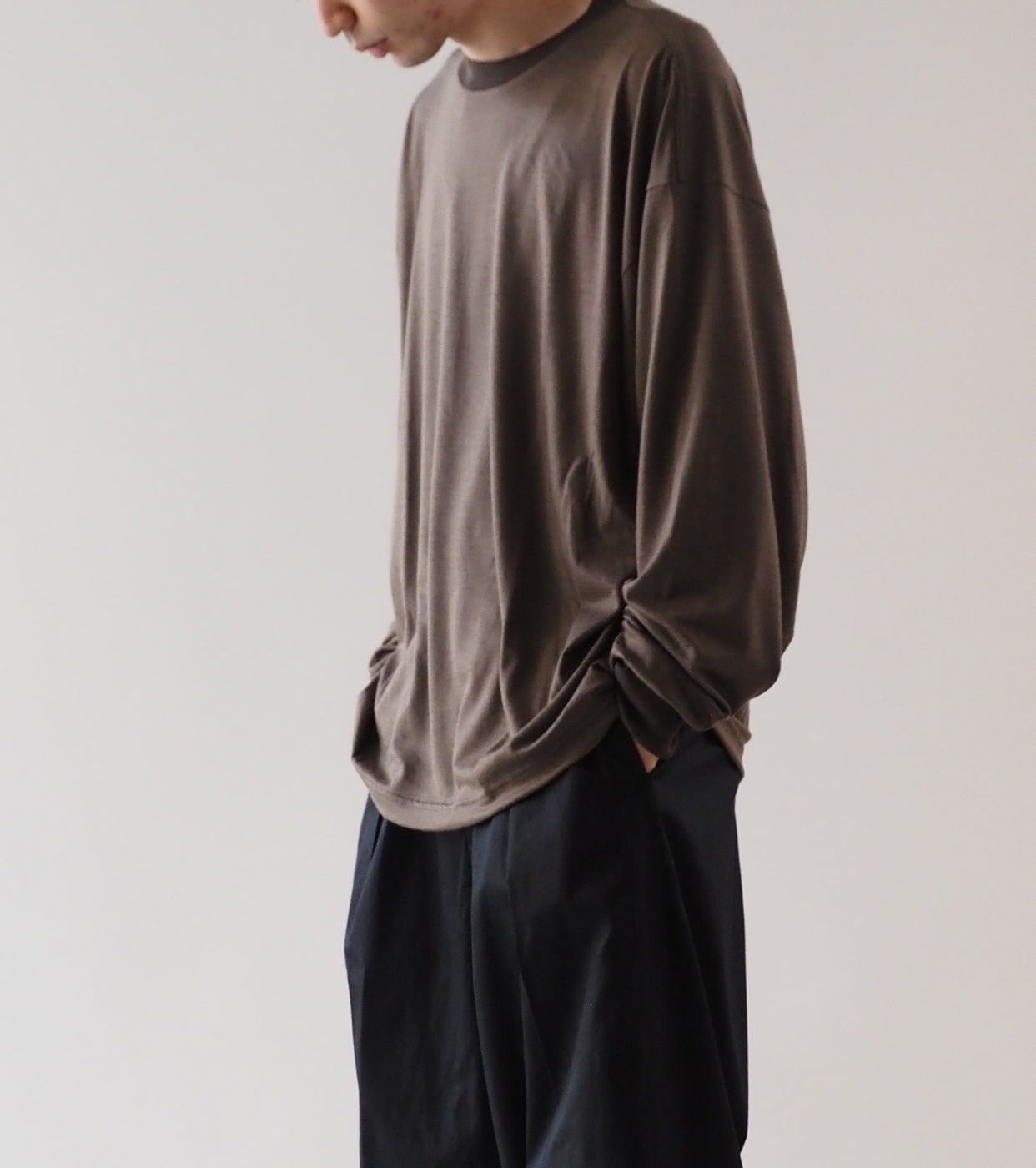 Nonnotte New Tapered Over Sized Long Sleeve, Olive Brown