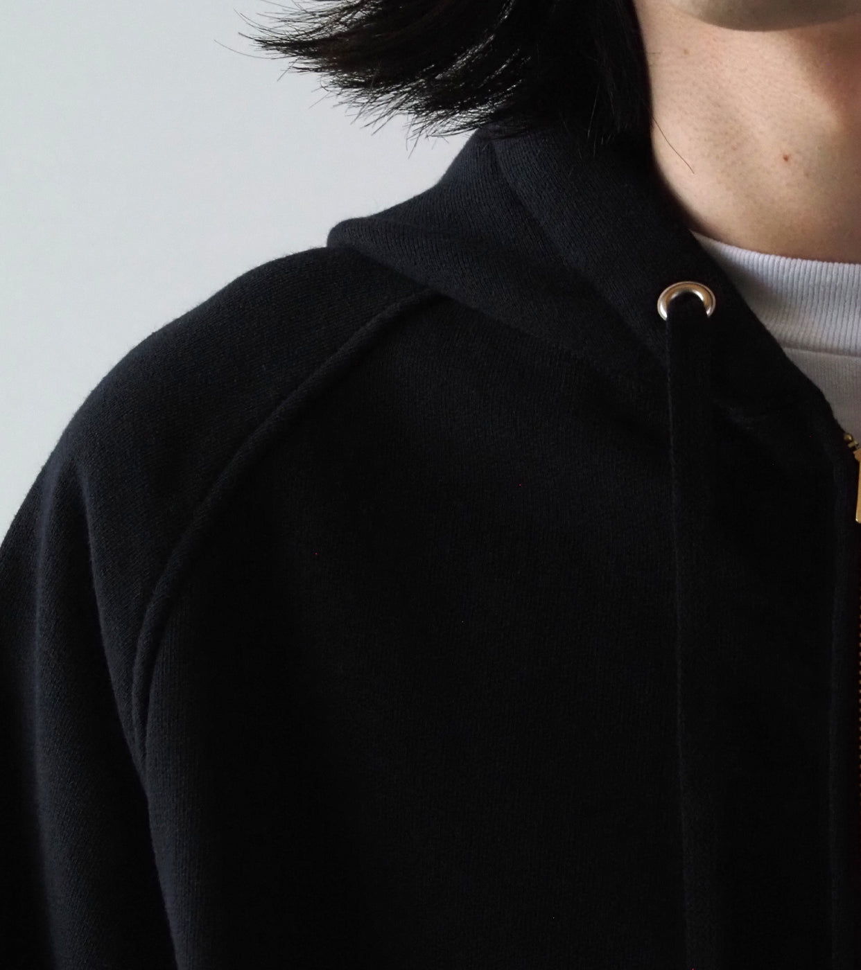 COMOLI Cotton Lined Zip Hoodie , Black