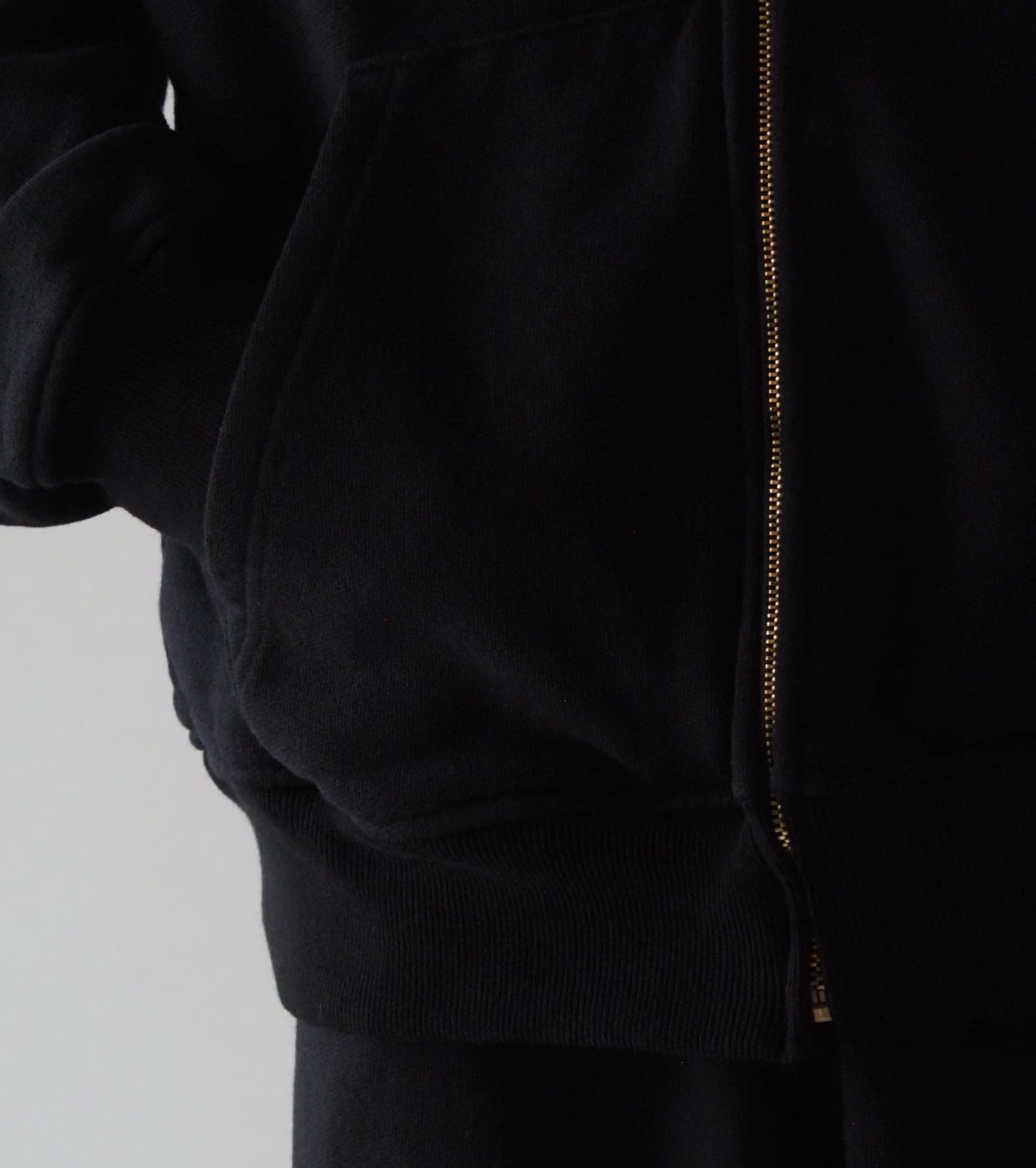 COMOLI Cotton Lined Zip Hoodie , Black