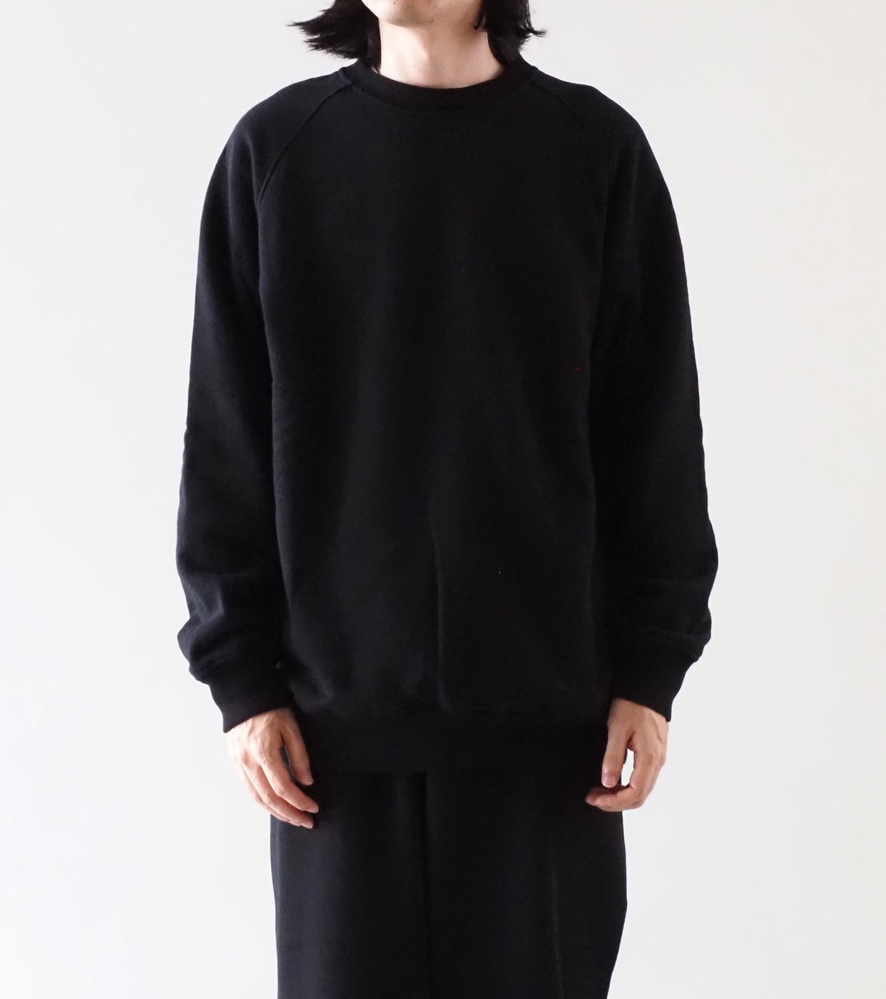 COMOLI Cotton Lined Crew Neck, Black