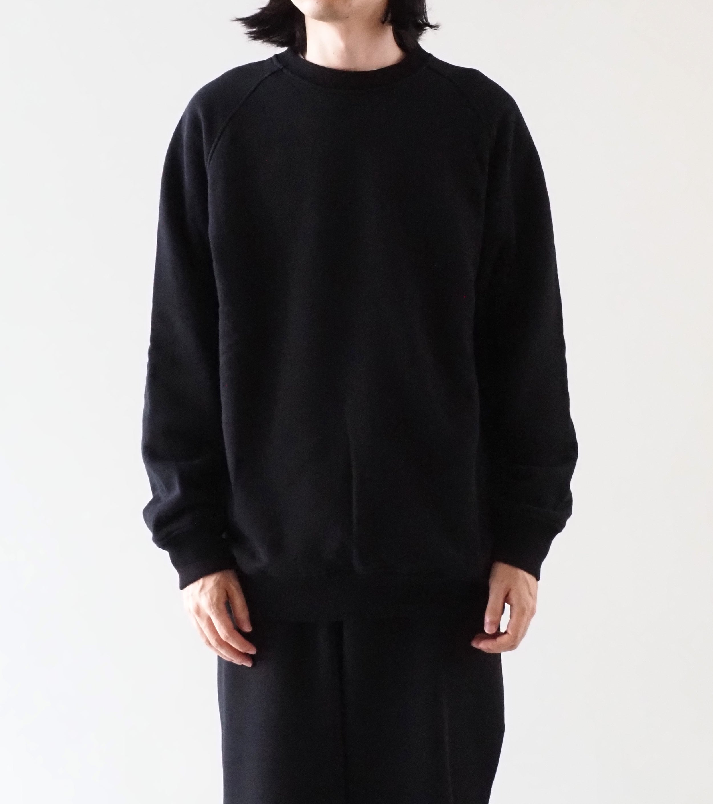 COMOLI Cotton Lined Crew Neck, Black