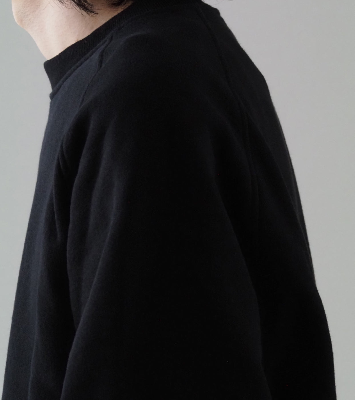 COMOLI Cotton Lined Crew Neck, Black