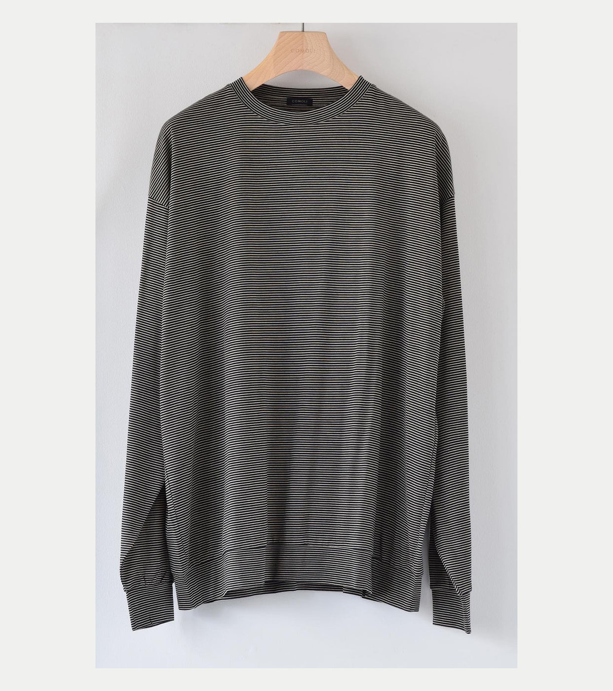COMOLI Summer Wool Long Sleeve Crew, Border