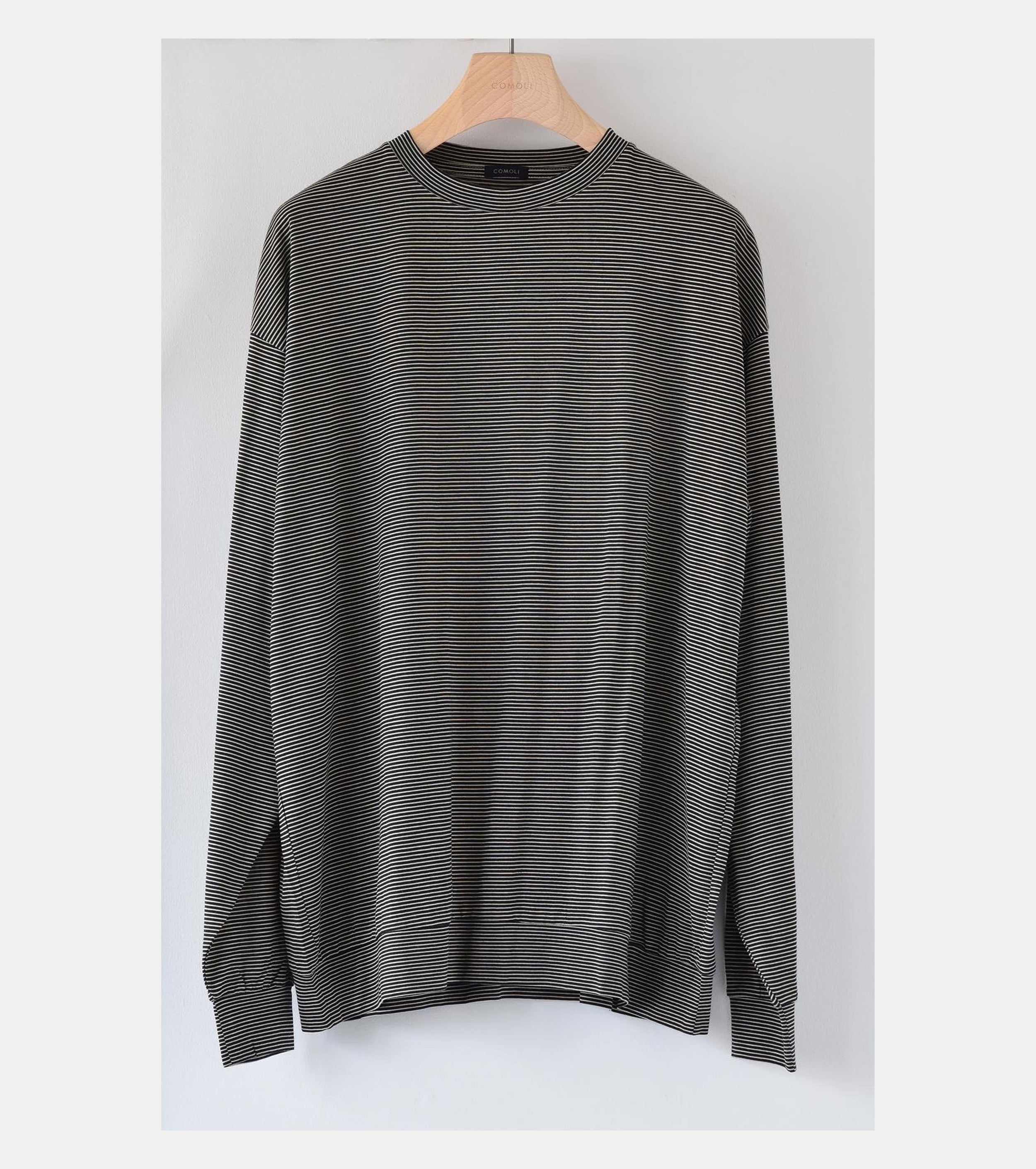 COMOLI Summer Wool Long Sleeve Crew, Border