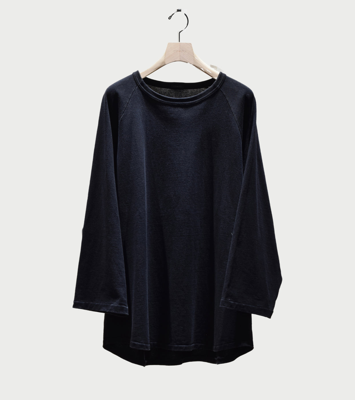 COMOLI Cotton Jersey Baseball T-Shirt , Black
