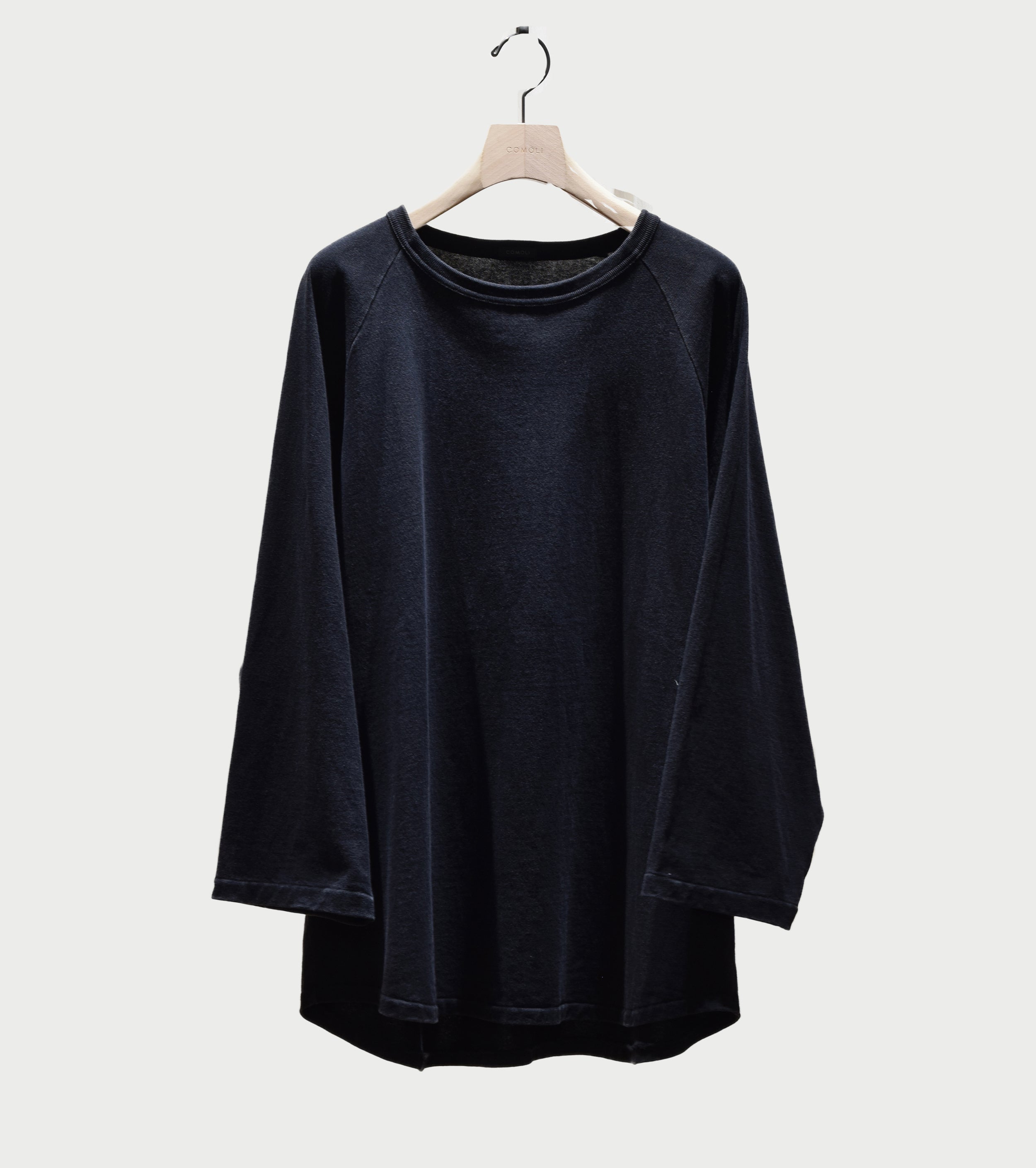 COMOLI Cotton Jersey Baseball T-Shirt , Black