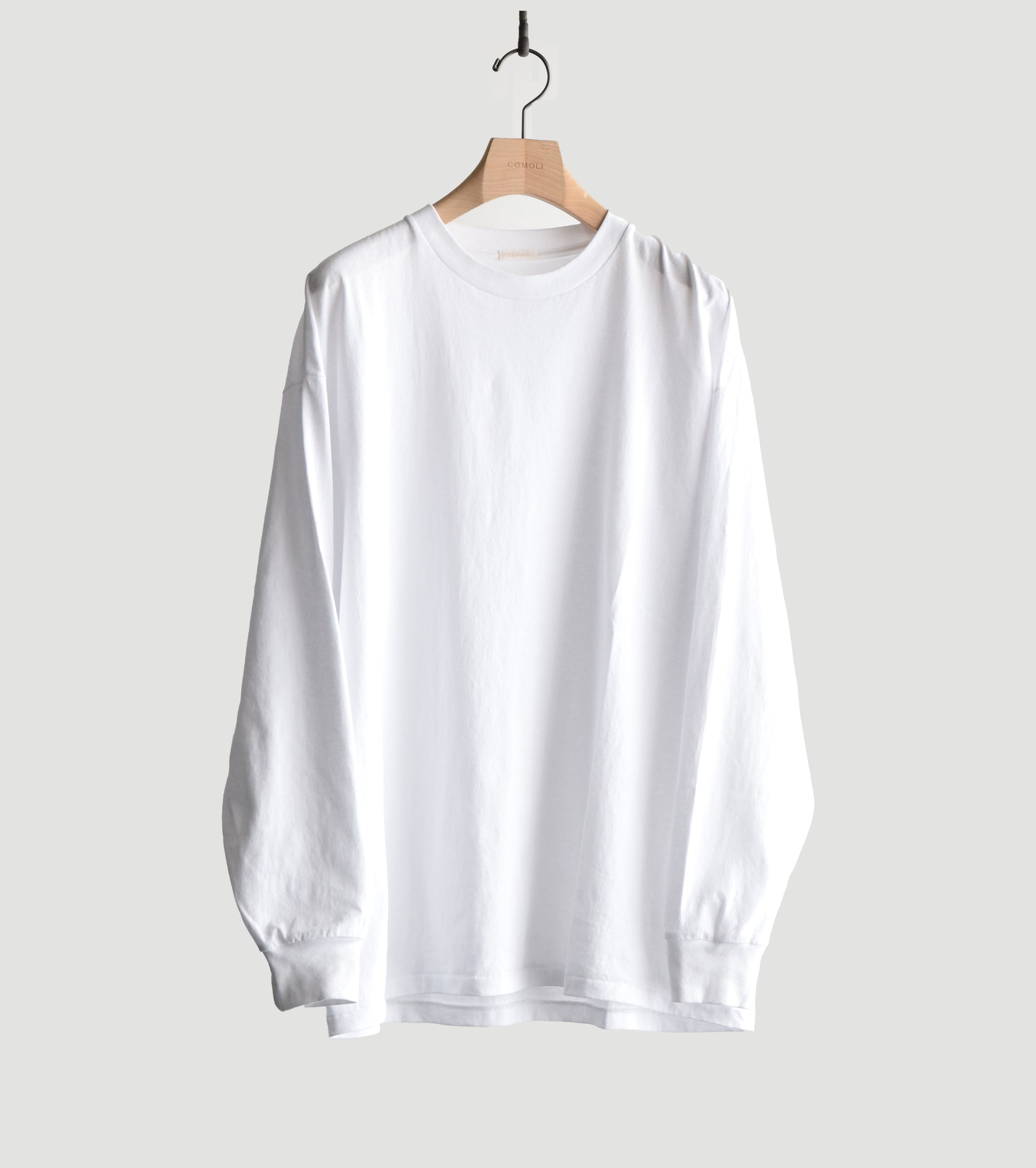 COMOLI Cotton Jersey Long Sleeve T-Shirt, White