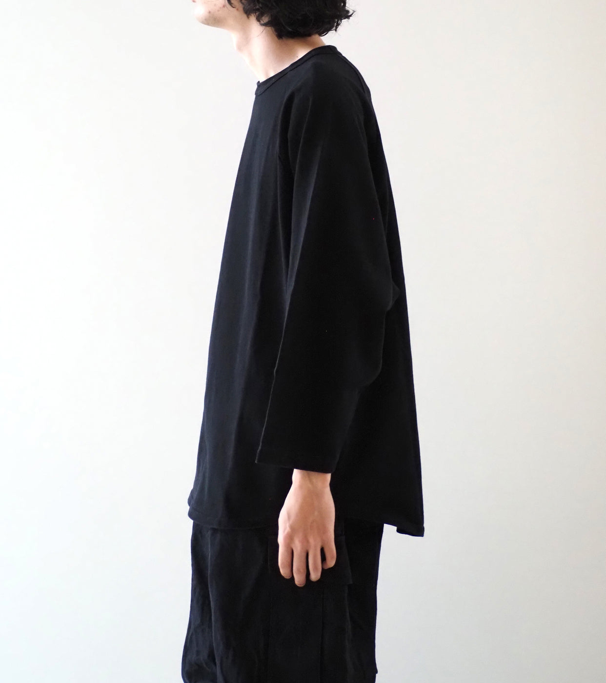 COMOLI Cotton Jersey Baseball T-Shirt , Black