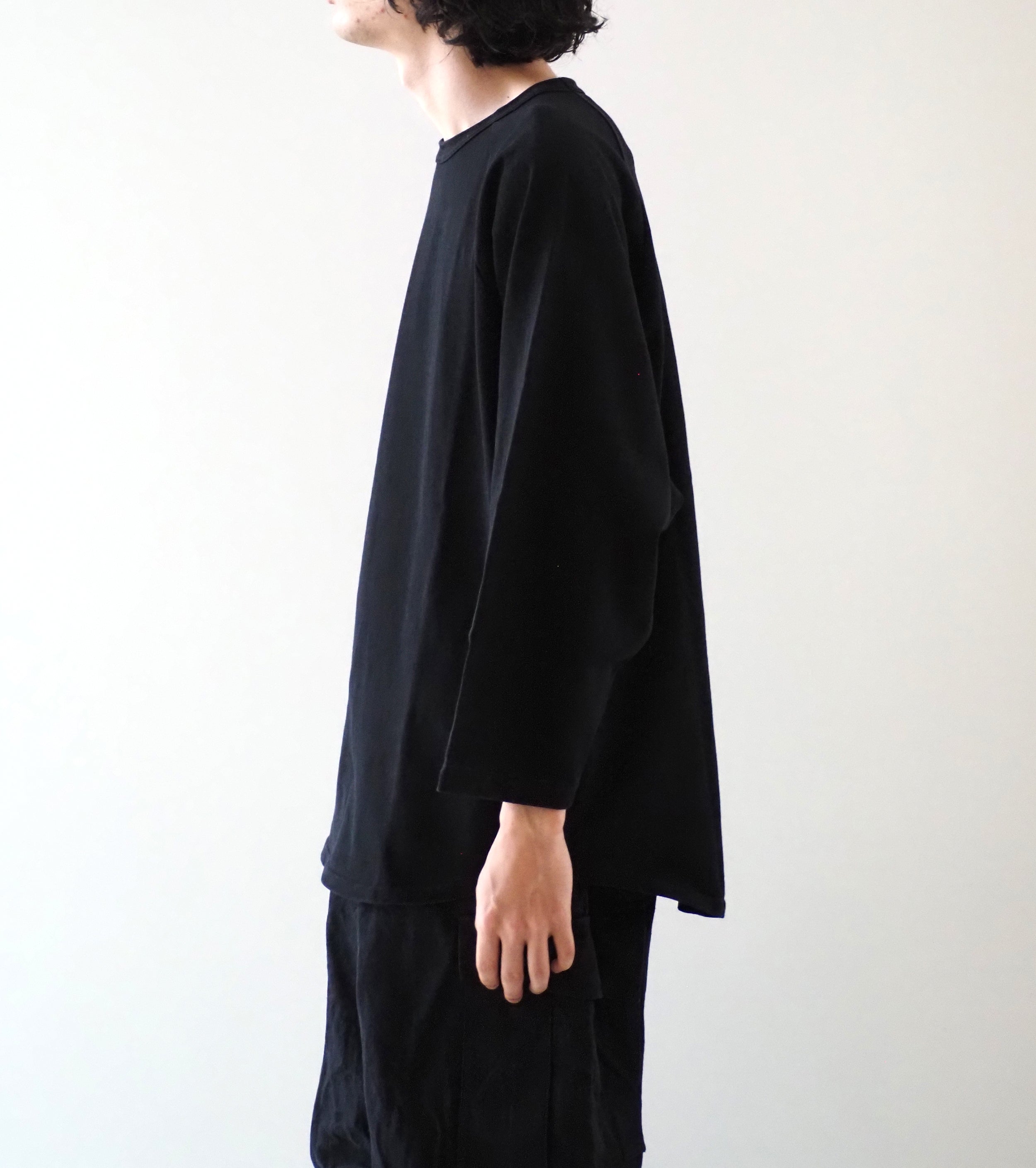 COMOLI Cotton Jersey Baseball T-Shirt , Black