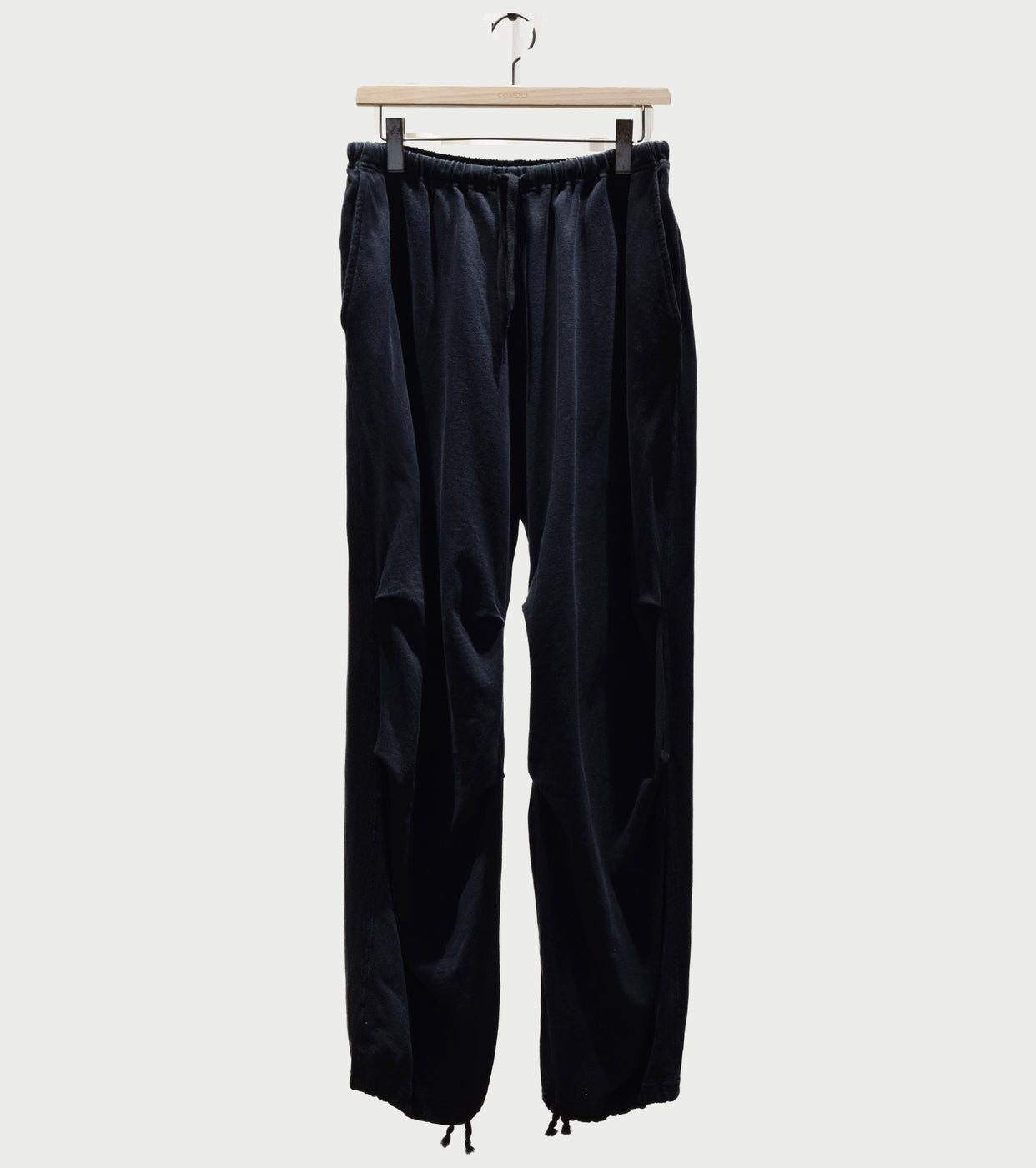 COMOLI Cotton Jersey Knee-Tuck Pants , Black