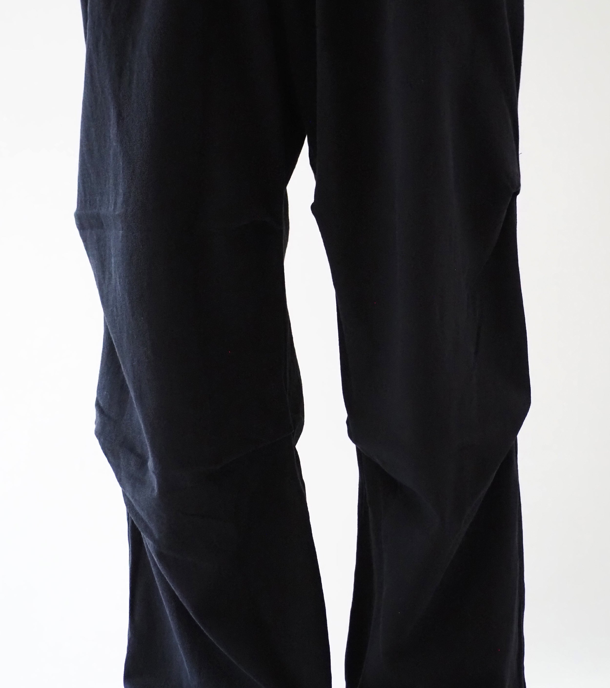 COMOLI Cotton Jersey Knee-Tuck Pants , Black