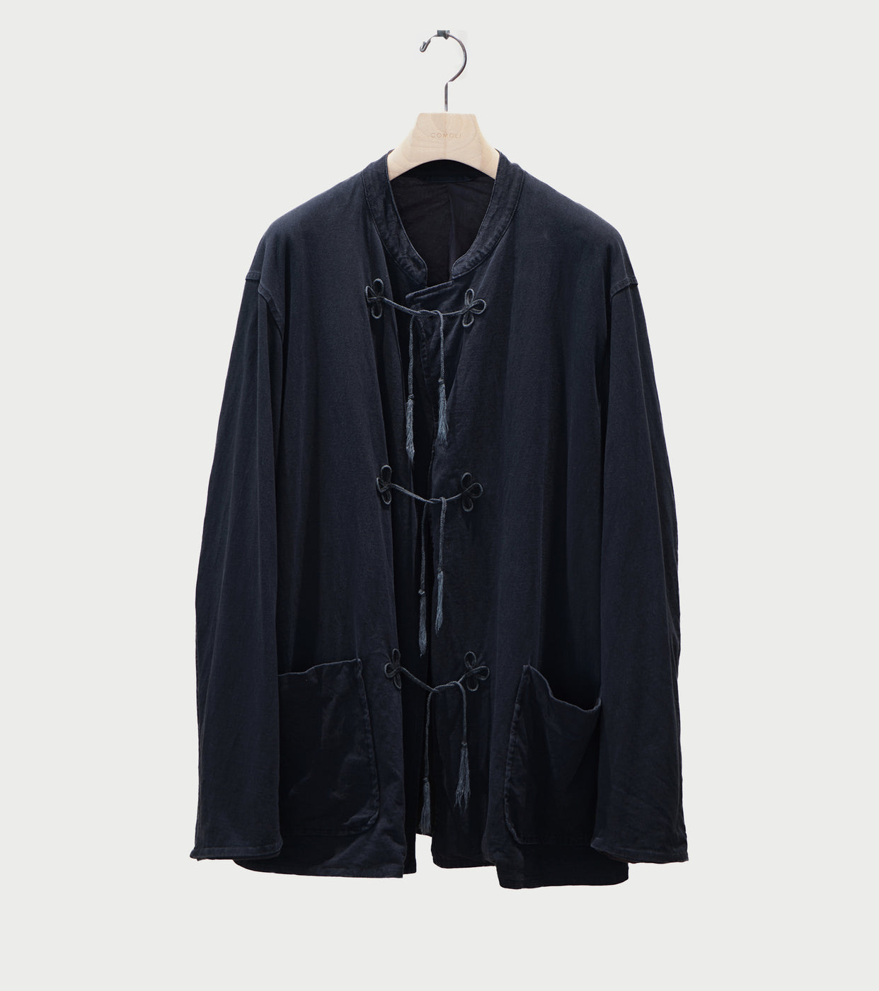 COMOLI Cotton Jersey Stand Collar Jacket , Black