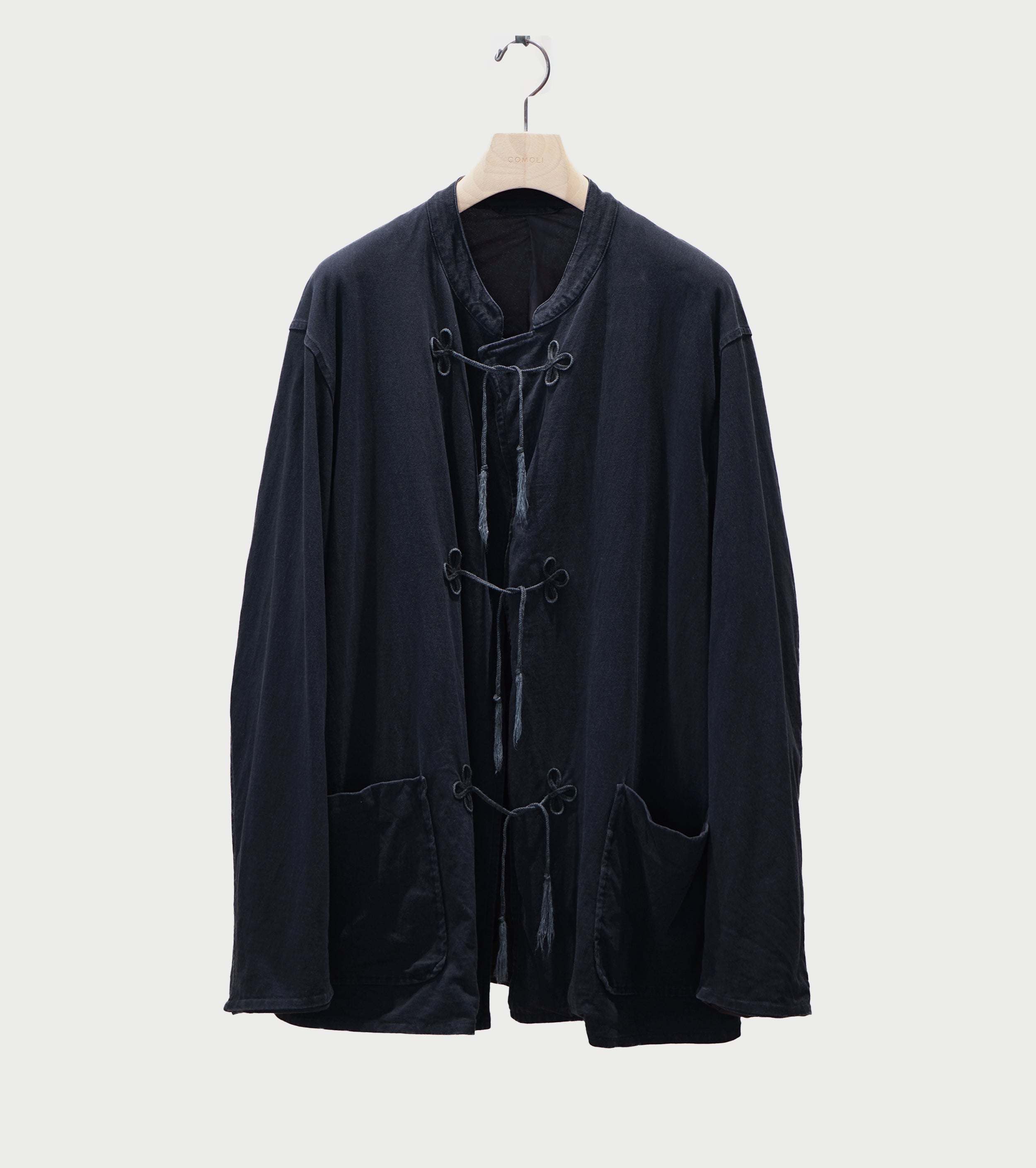 COMOLI Cotton Jersey Stand Collar Jacket , Black