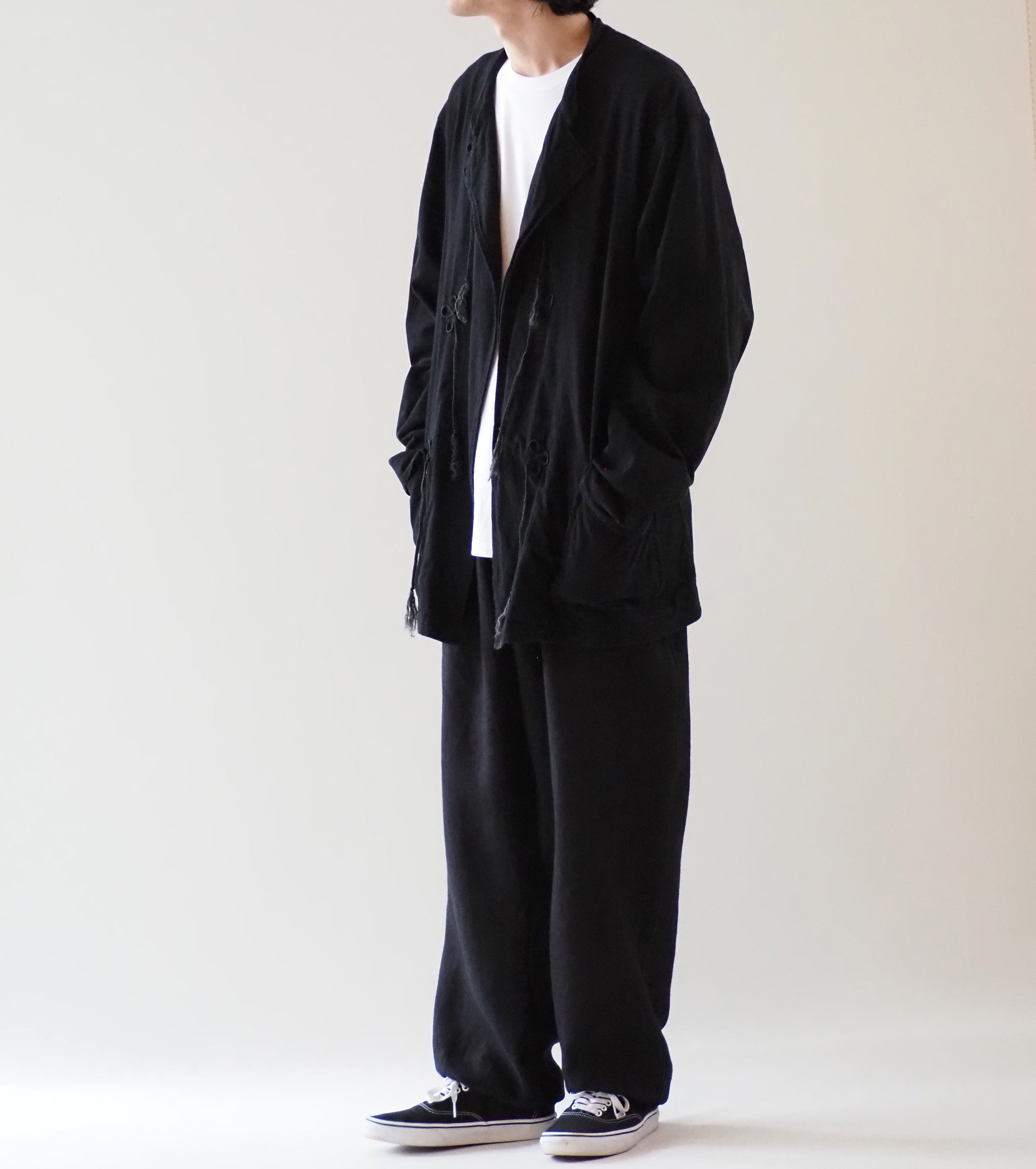 COMOLI Cotton Jersey Stand Collar Jacket , Black