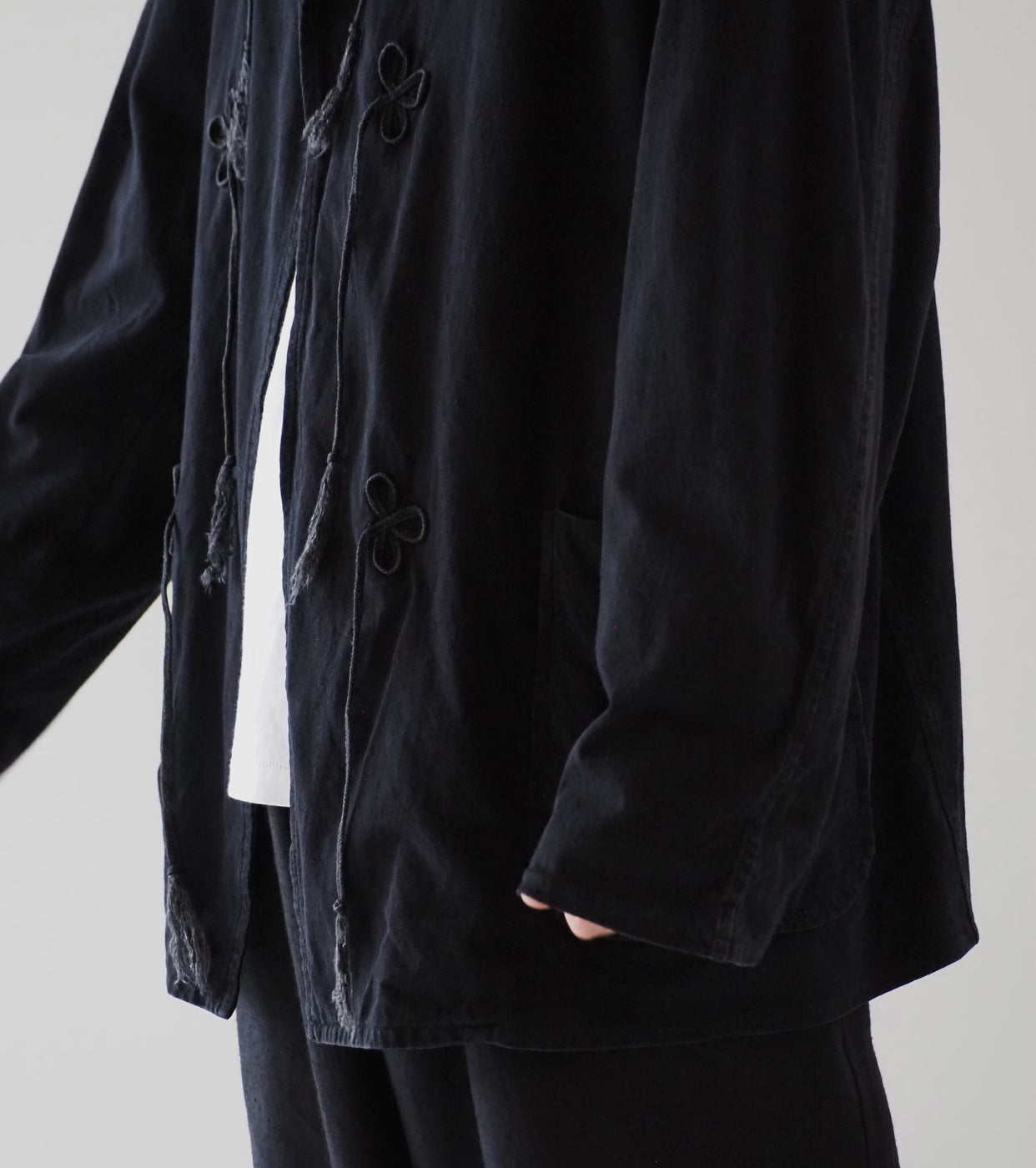 COMOLI Cotton Jersey Stand Collar Jacket , Black