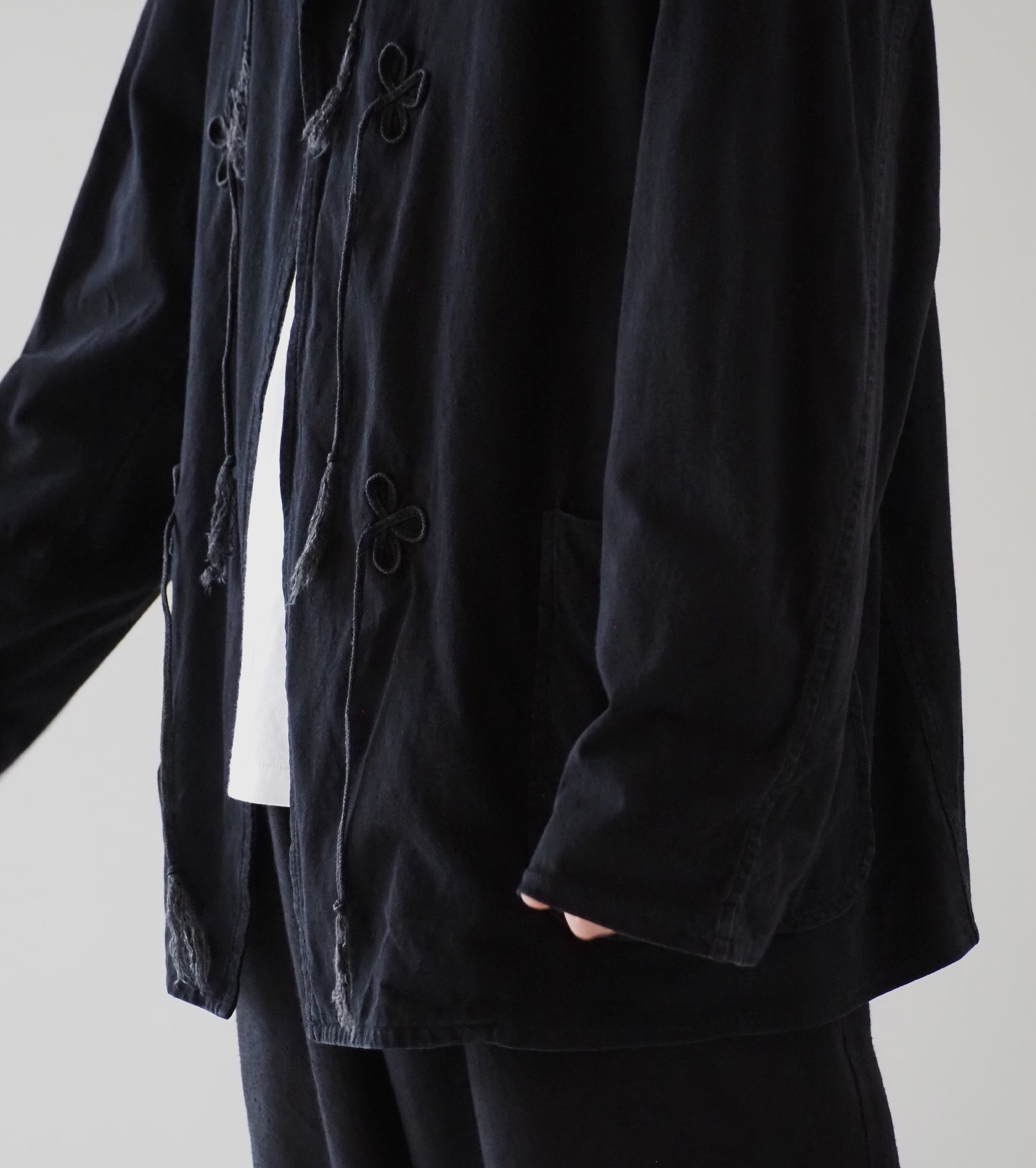 COMOLI Cotton Jersey Stand Collar Jacket , Black