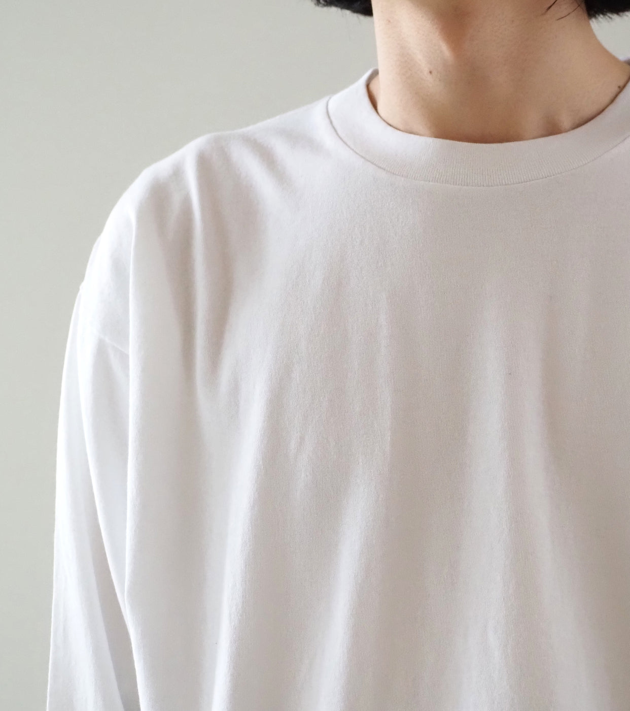 COMOLI Cotton Jersey Long Sleeve T-Shirt, White