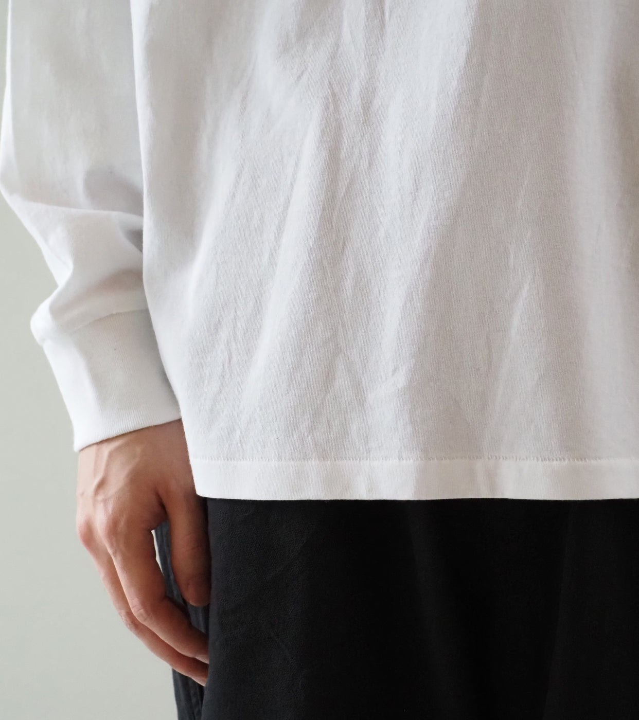 COMOLI Cotton Jersey Long Sleeve T-Shirt, White