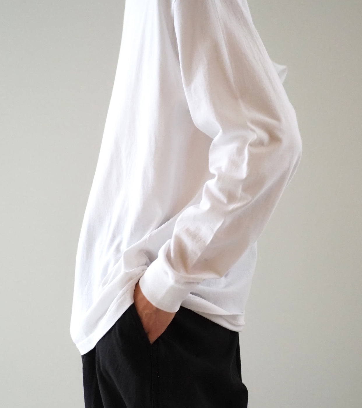 COMOLI Cotton Jersey Long Sleeve T-Shirt, White
