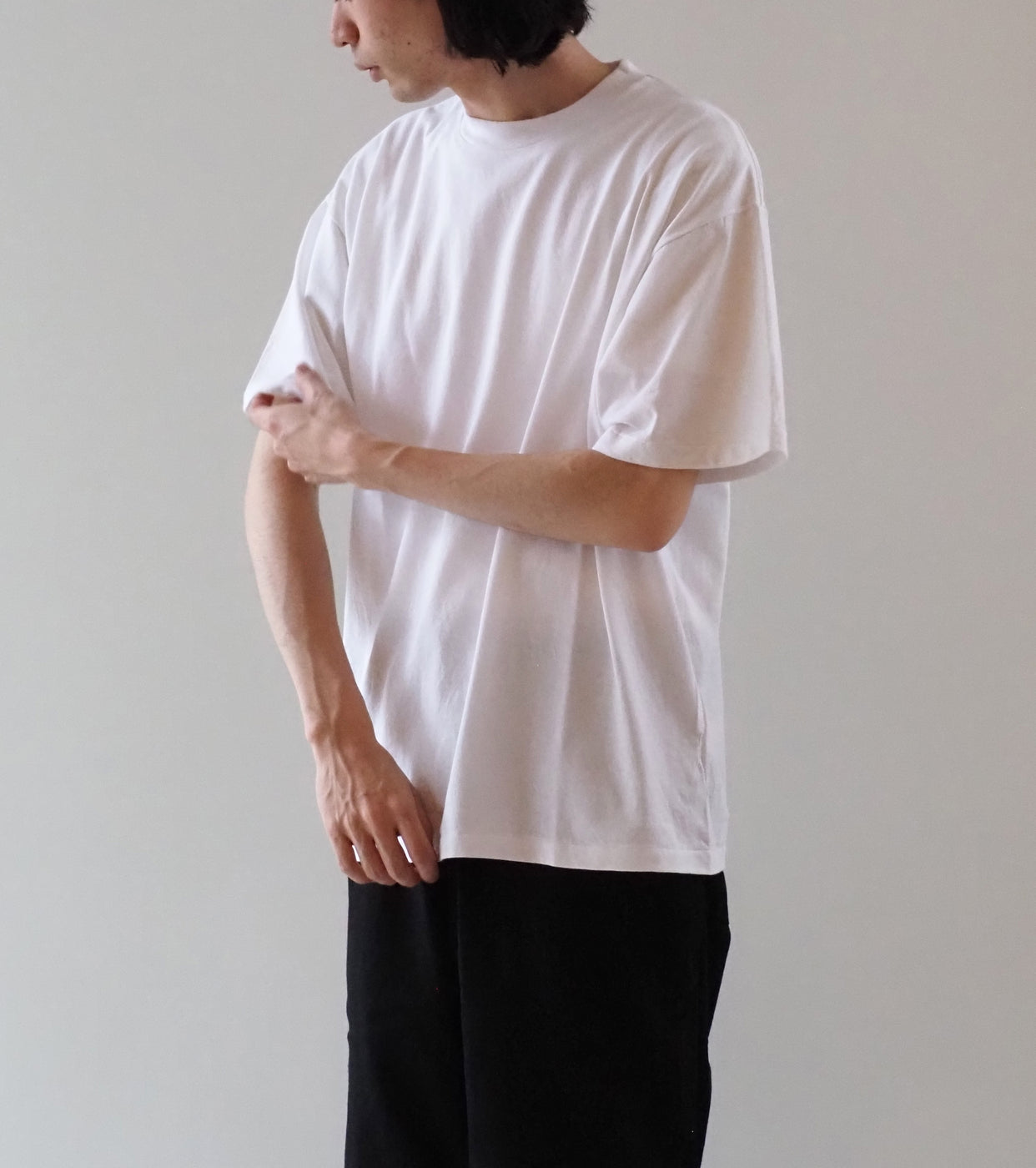 COMOLI Cotton Jersey Short Sleeve T-Shirt , White