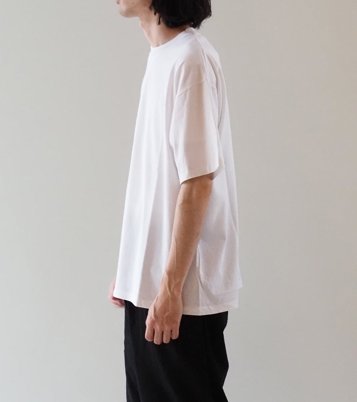 COMOLI Cotton Jersey Short Sleeve T-Shirt , White