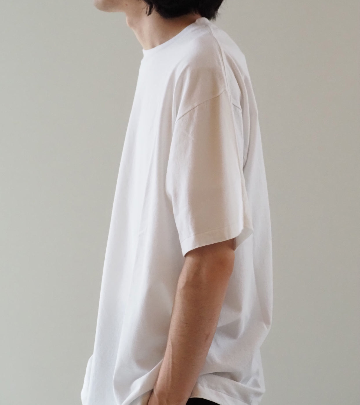 COMOLI Cotton Jersey Short Sleeve T-Shirt , White