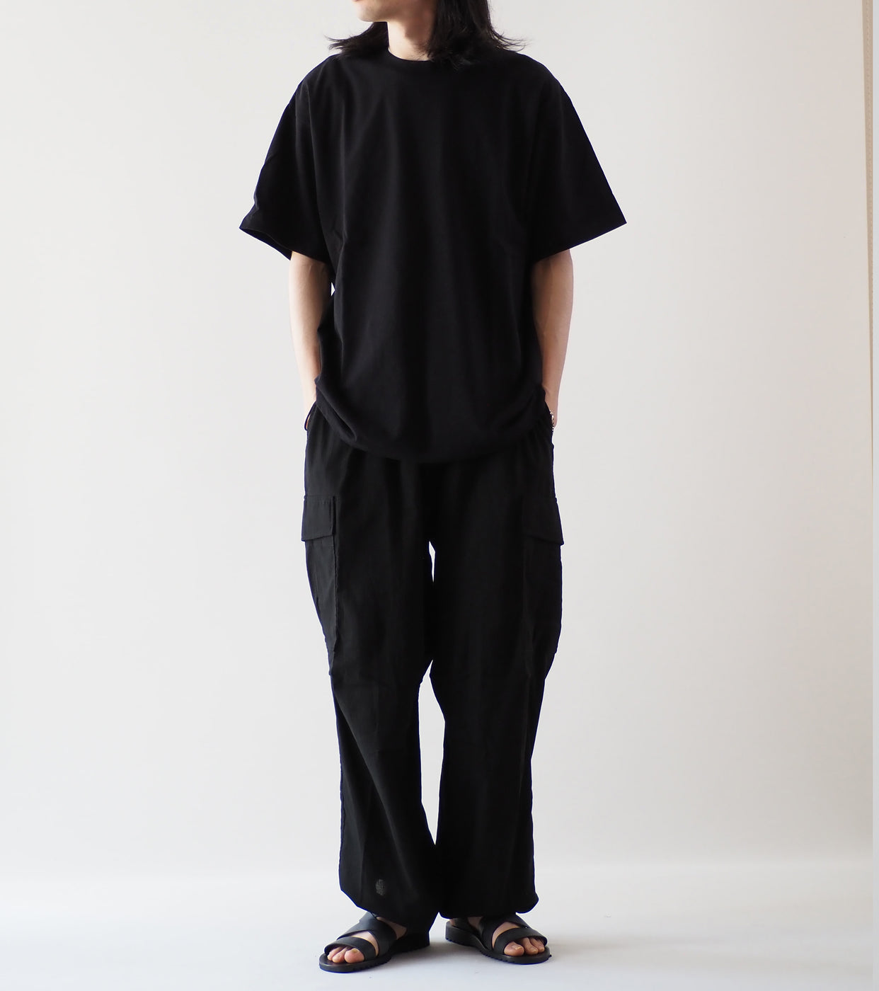 COMOLI OX Knee Tuck Cargo Pants , Black