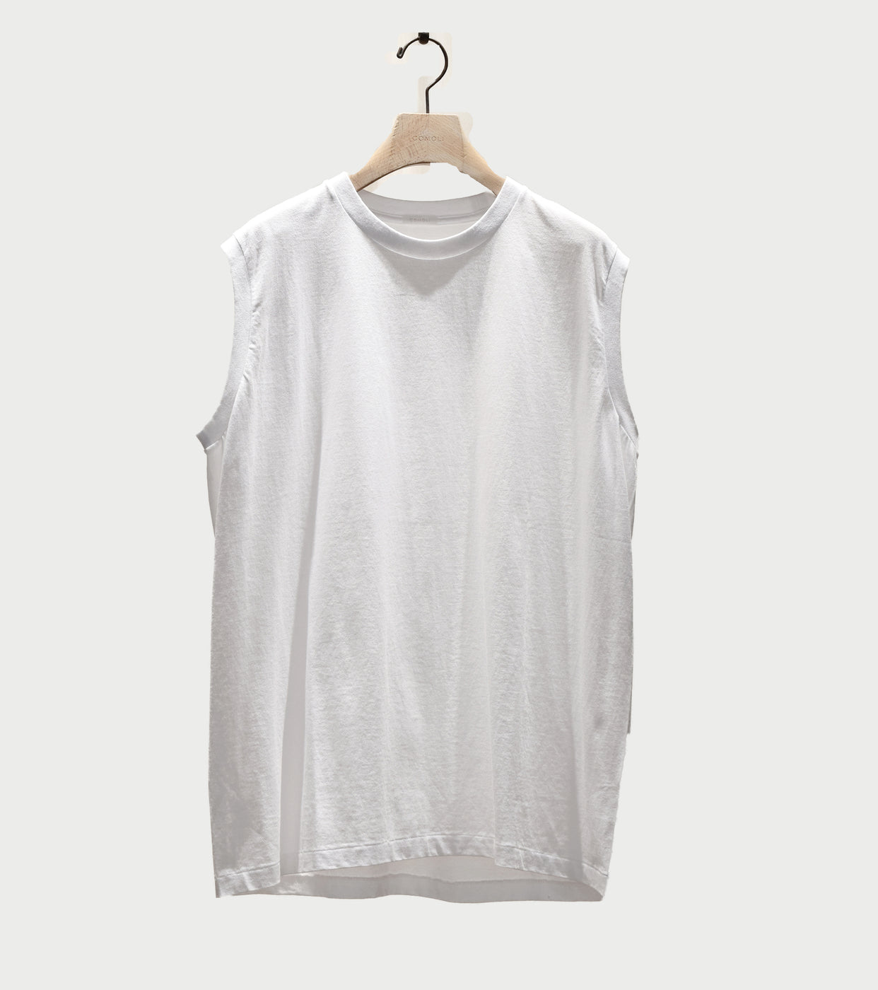 COMOLI Cotton Jersey Sleeveless, White