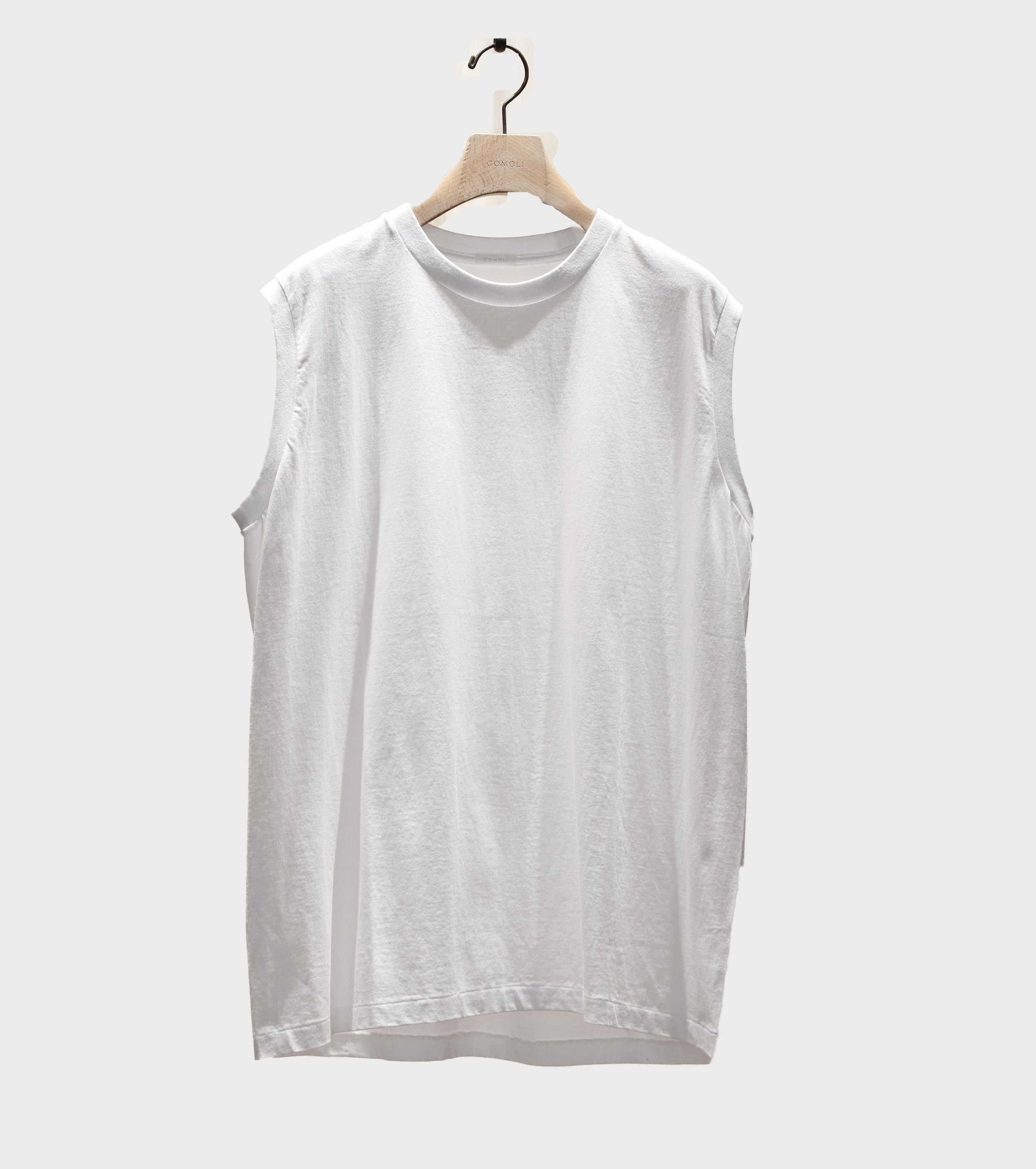 COMOLI Cotton Jersey Sleeveless,  White