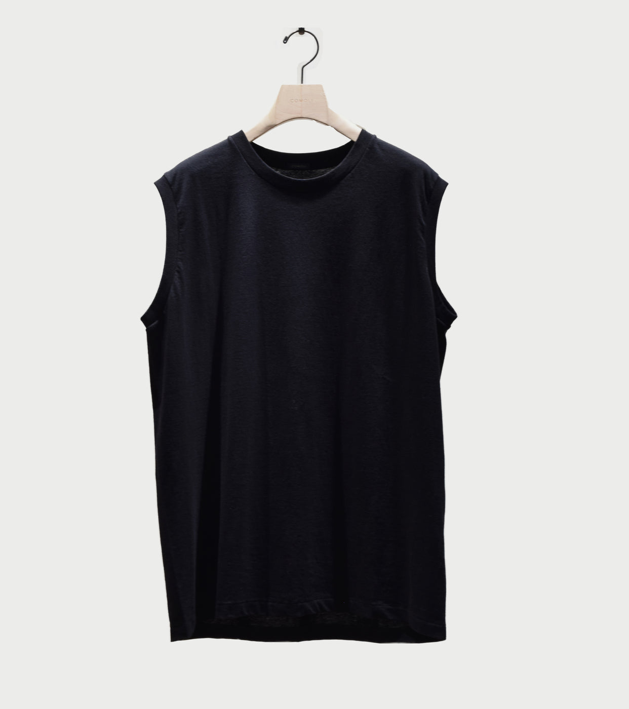 COMOLI Cotton Jersey Sleeveless, Black