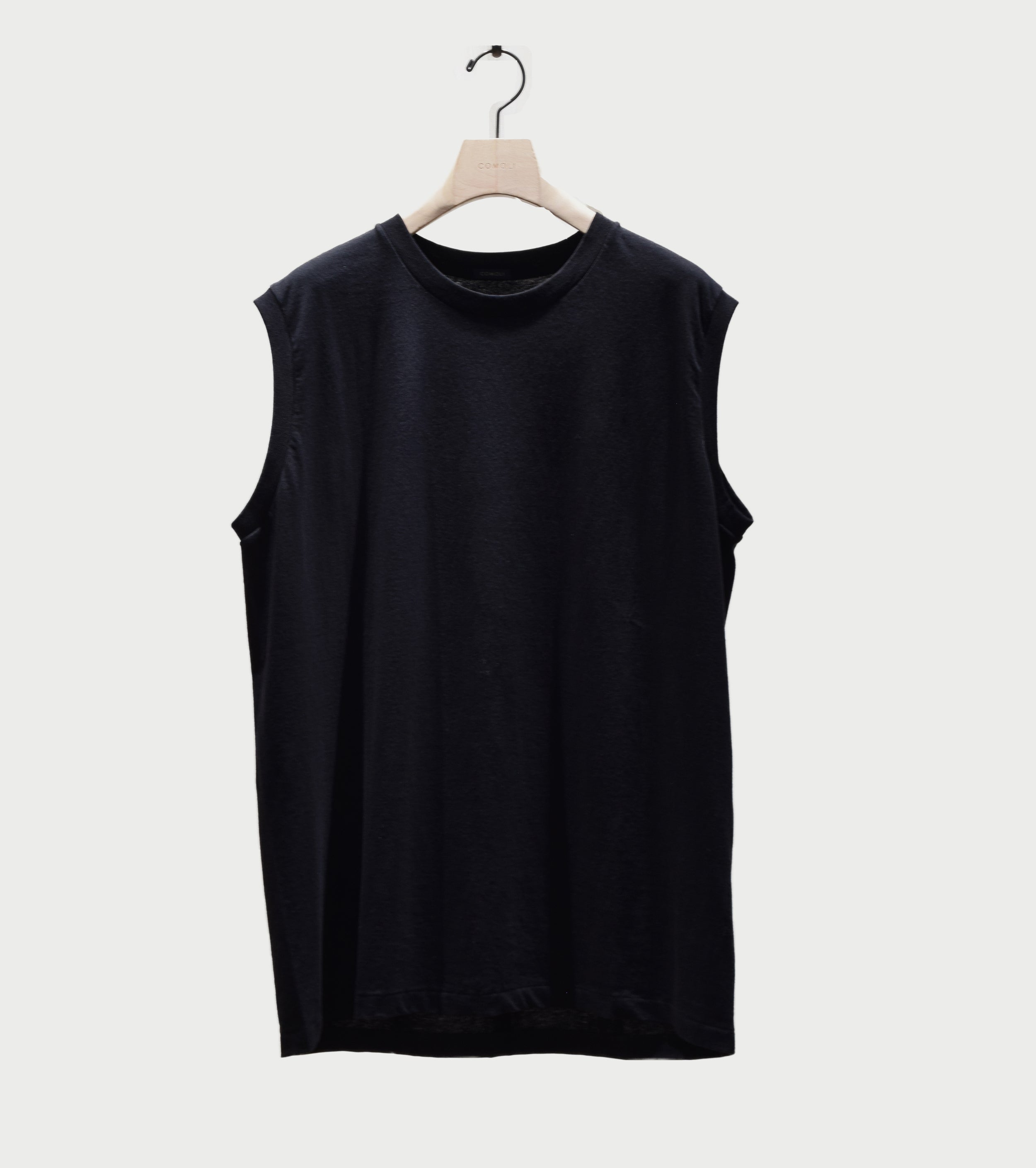 COMOLI Cotton Jersey Sleeveless,  Black
