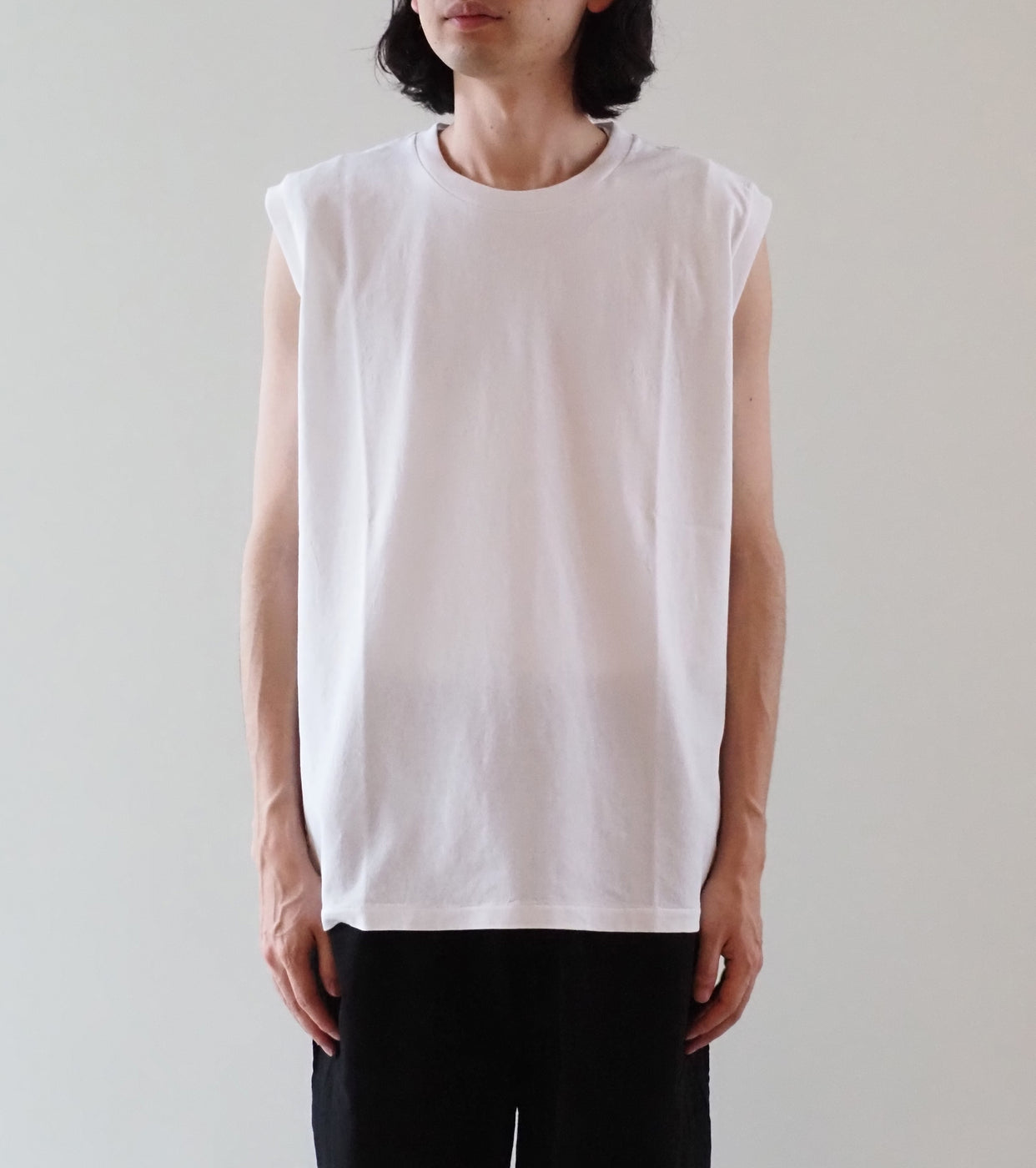 COMOLI Cotton Jersey Sleeveless, White
