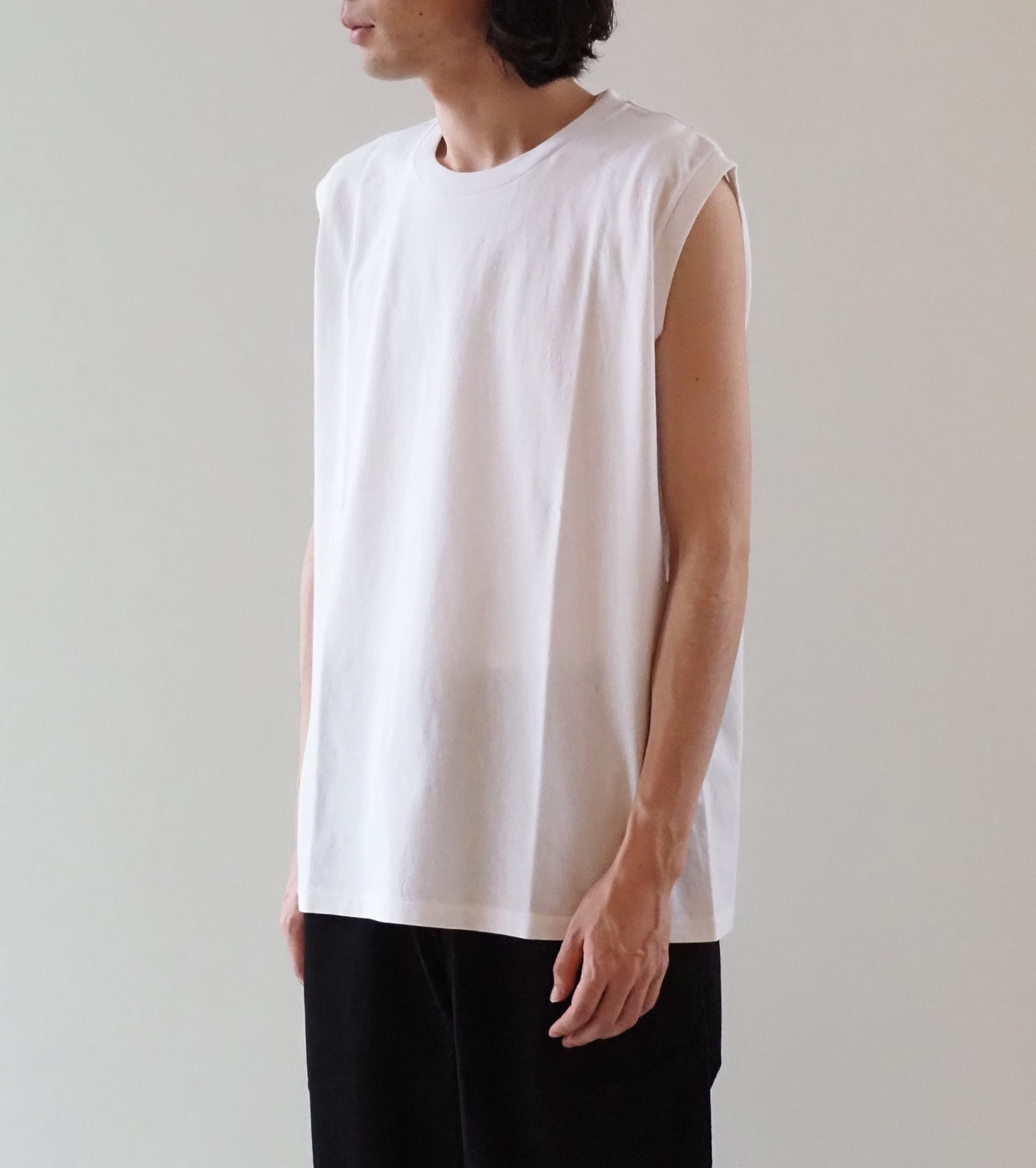 COMOLI Cotton Jersey Sleeveless, White
