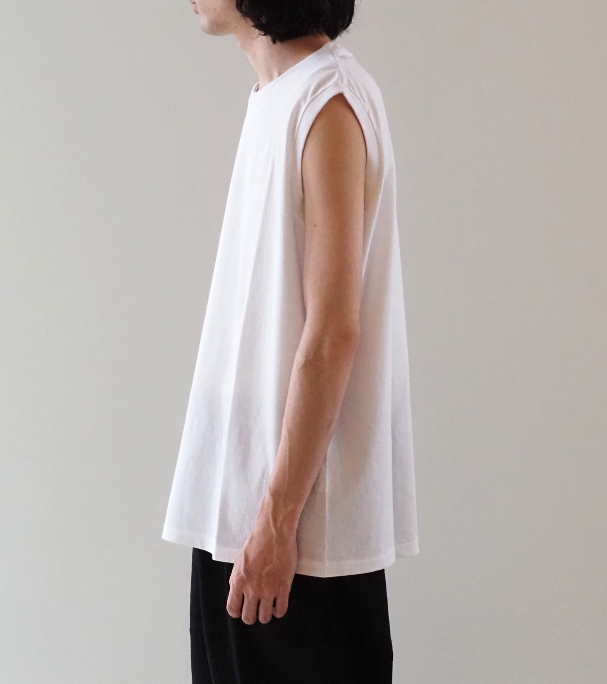 COMOLI Cotton Jersey Sleeveless, White