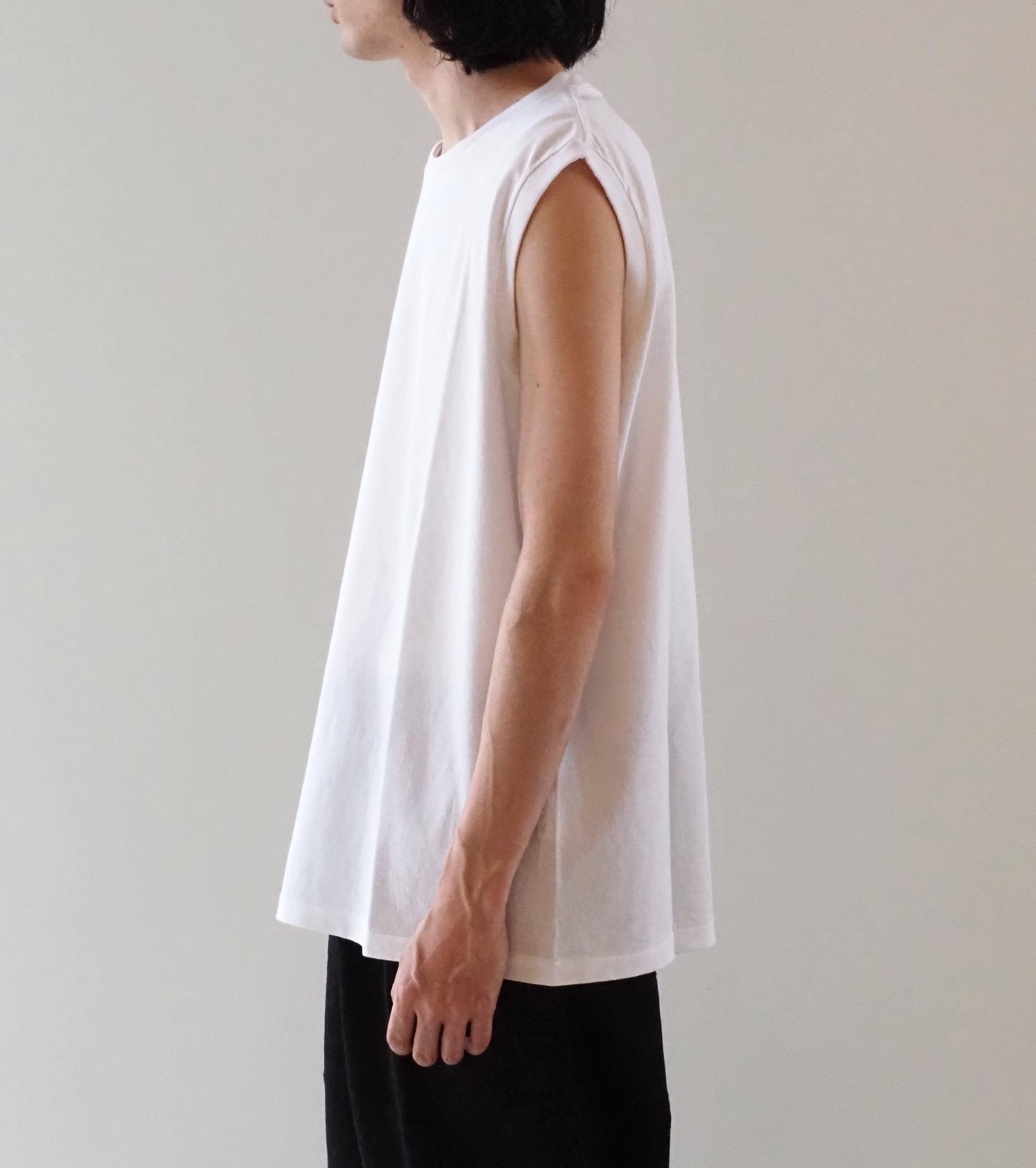 COMOLI Cotton Jersey Sleeveless,  White