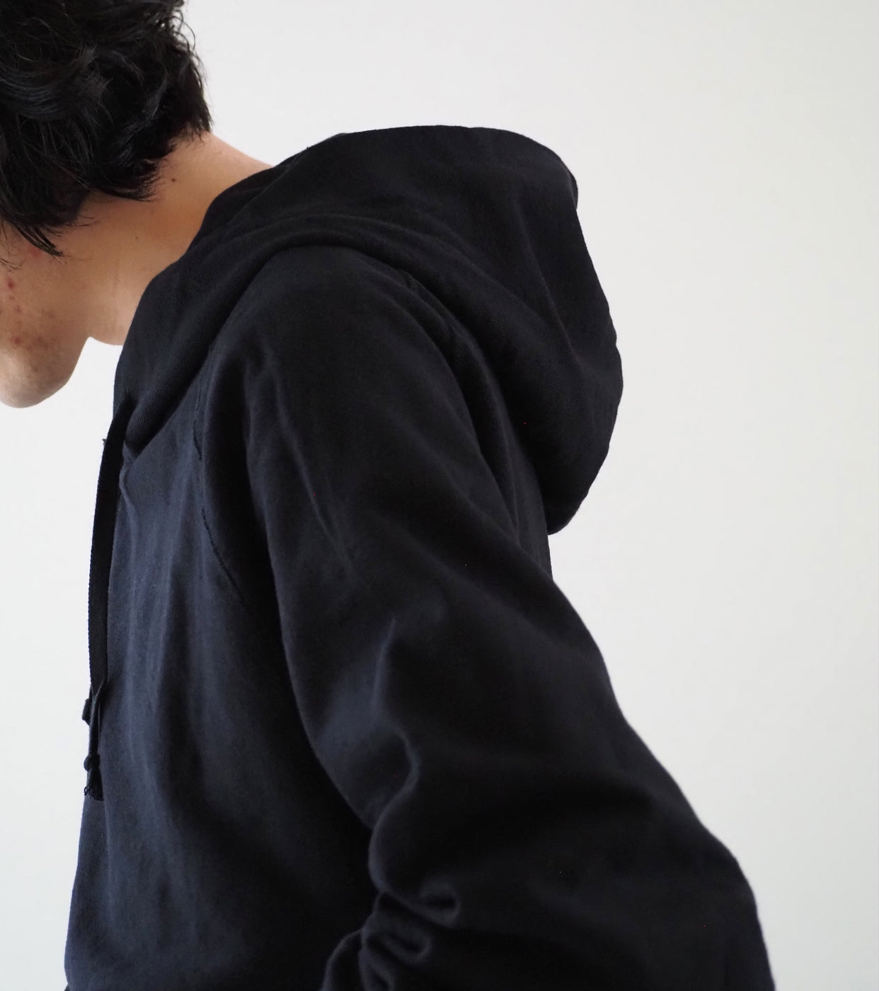 COMOLI Cotton Loopback Zip Hoodie, Black