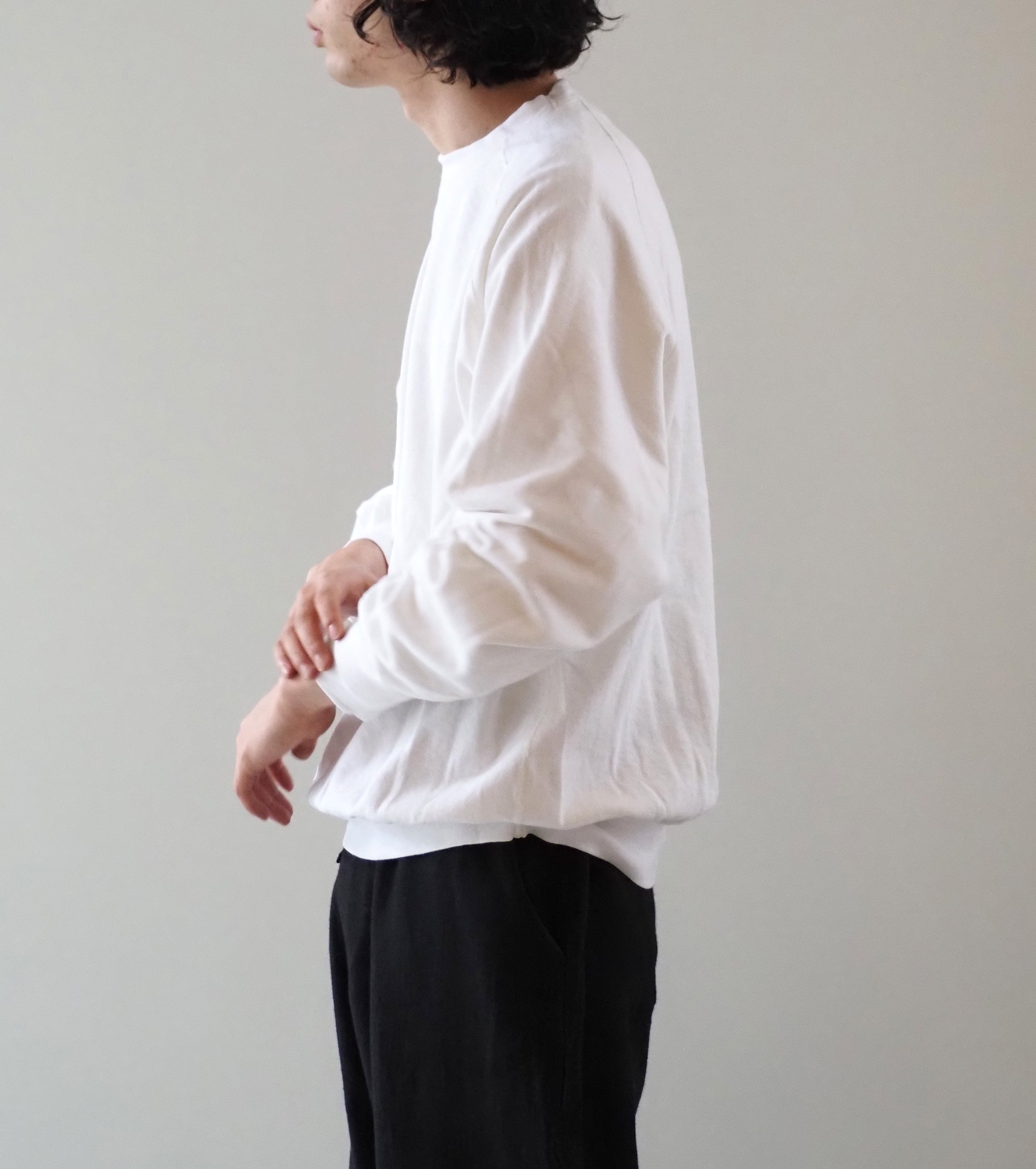COMOLI LW Cotton Loopback Crew Neck, White