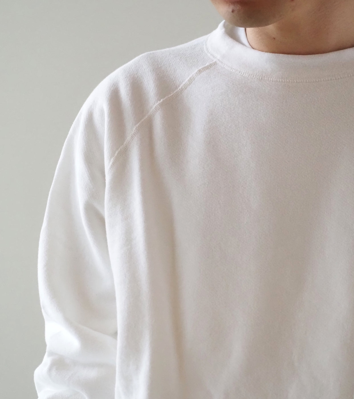COMOLI LW Cotton Loopback Crew Neck, White