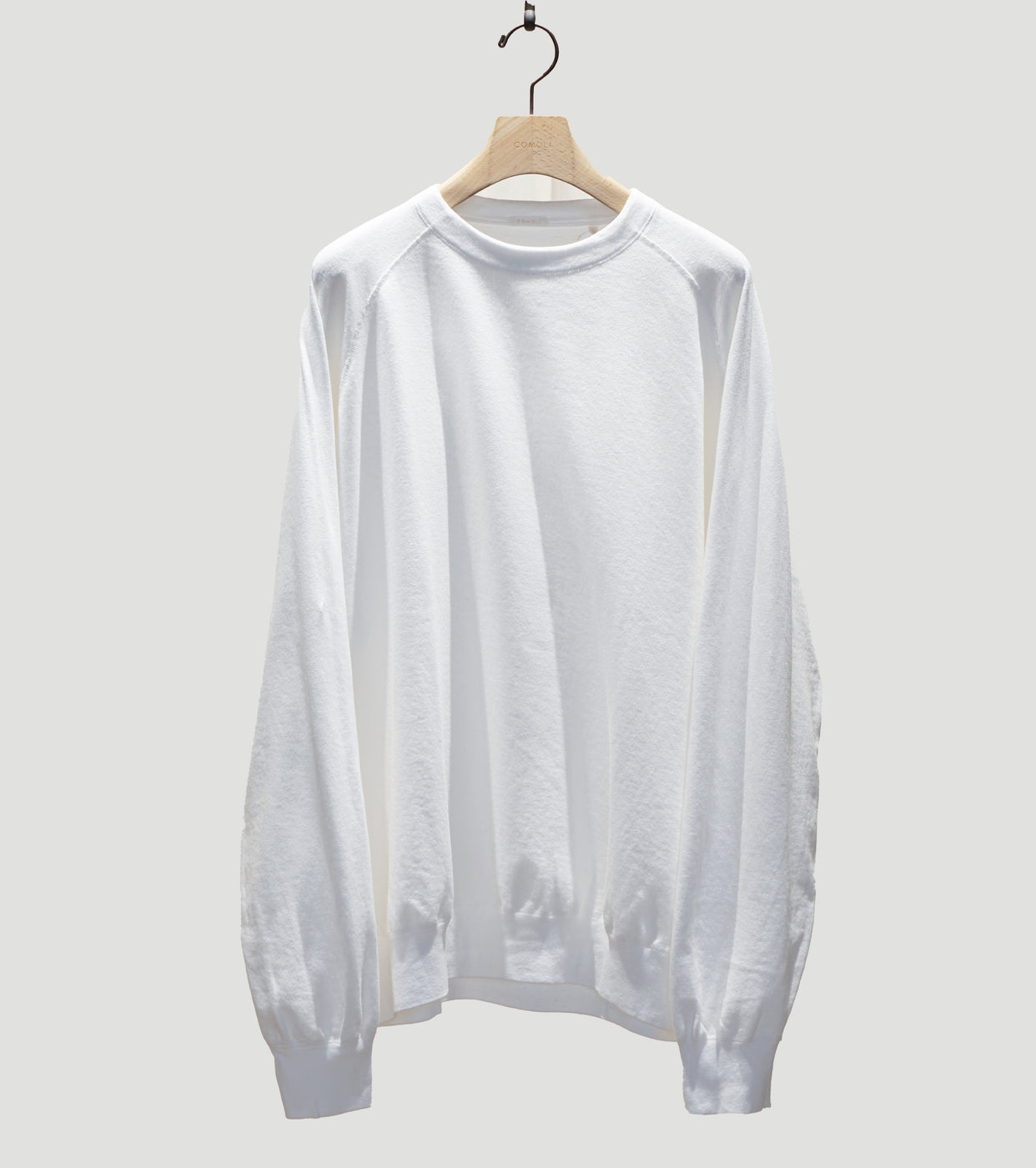 COMOLI LW Cotton Loopback Crew Neck, White
