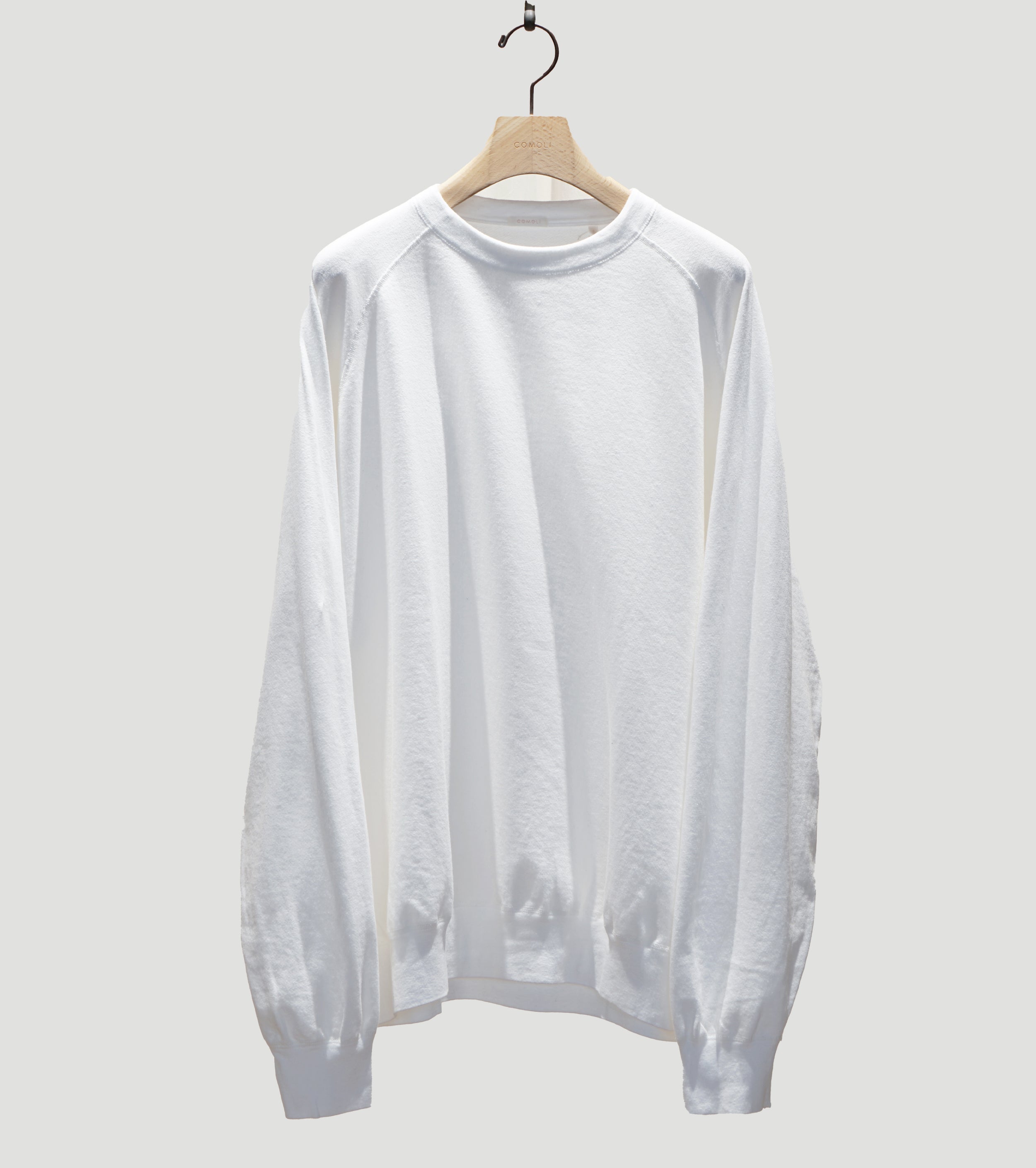 COMOLI LW Cotton Loopback Crew Neck, White