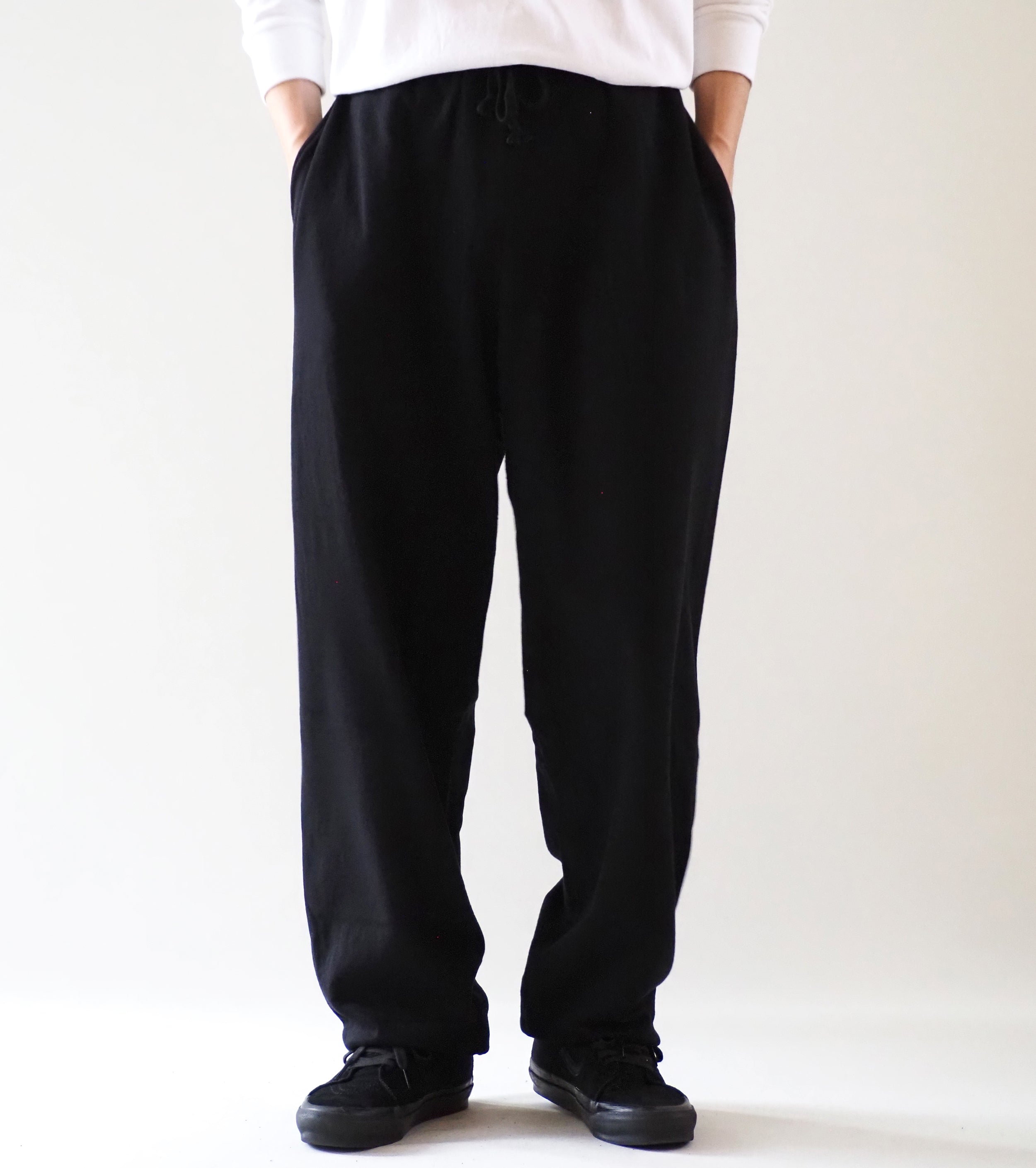 COMOLI Cotton Loopback Pants , Black