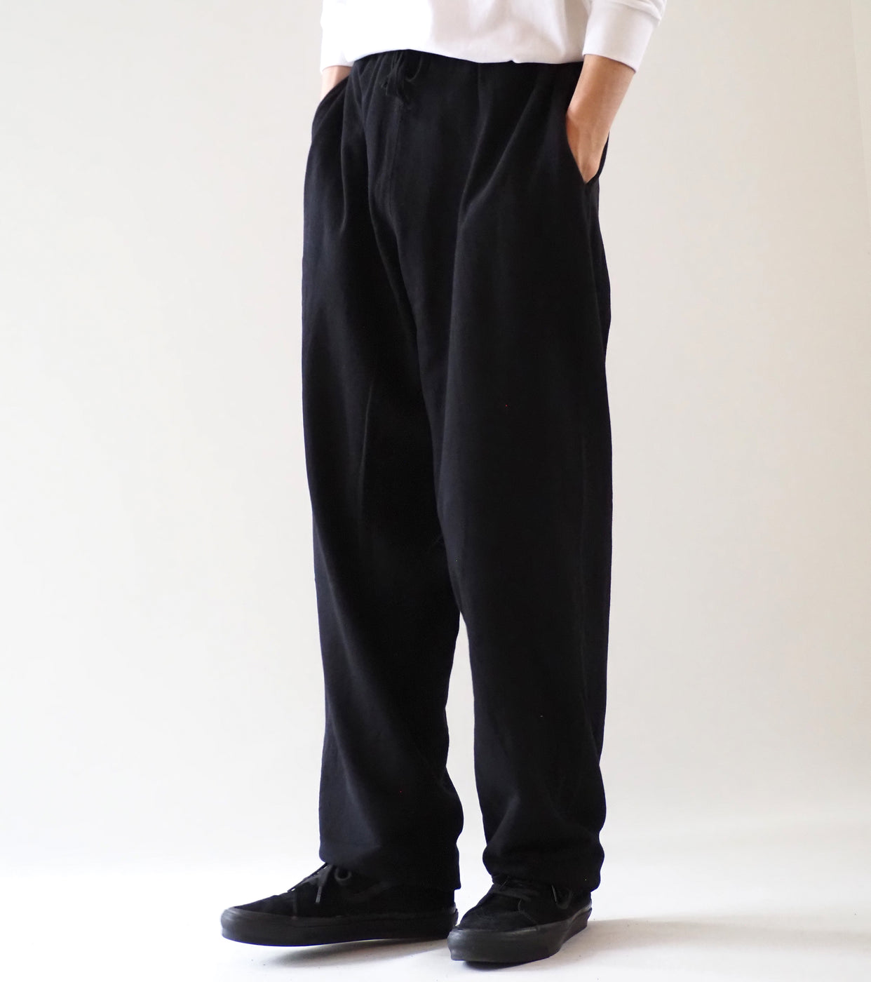 COMOLI Cotton Loopback Pants , Black