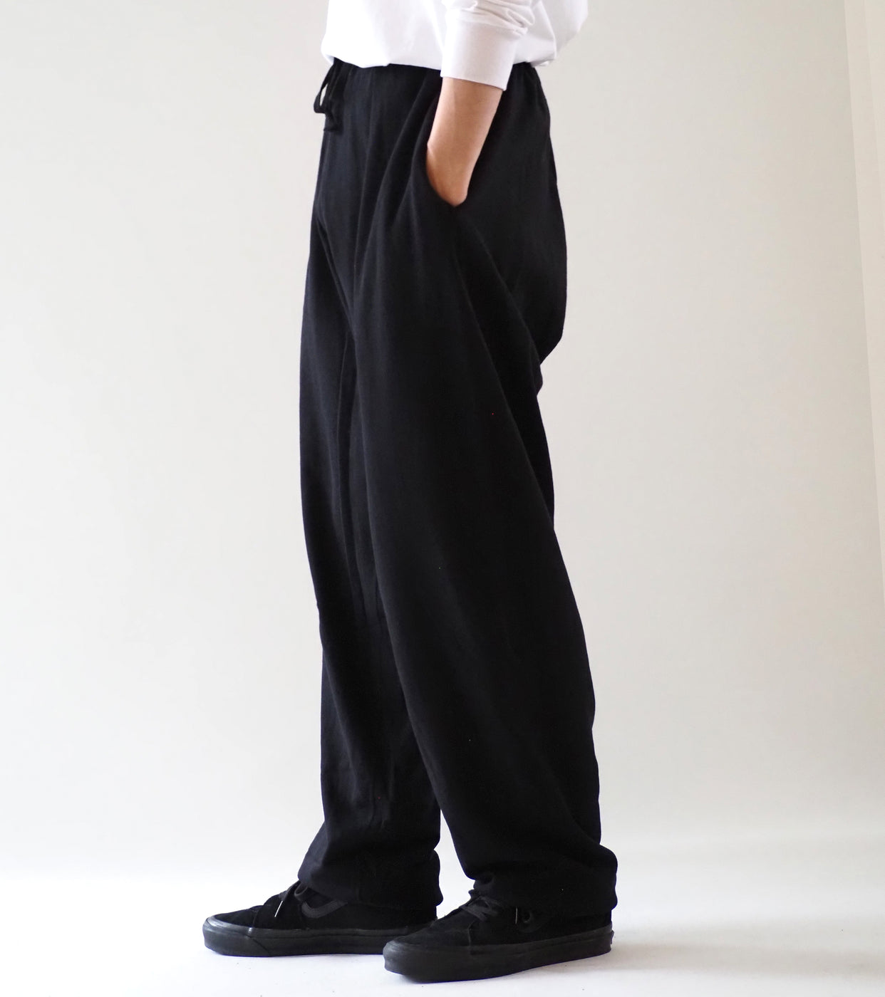 COMOLI Cotton Loopback Pants , Black