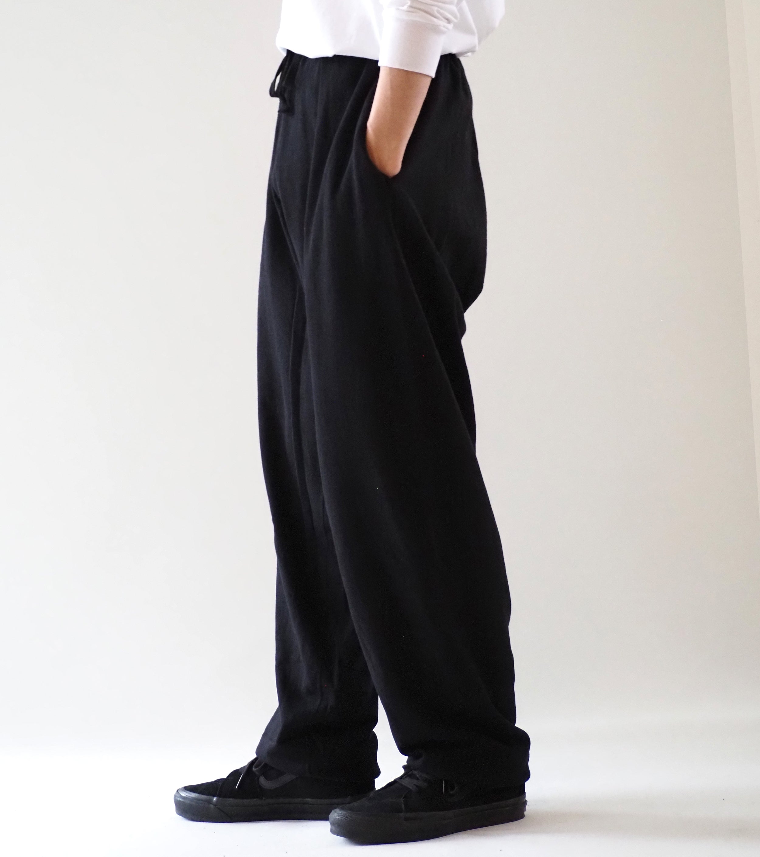 COMOLI Cotton Loopback Pants , Black