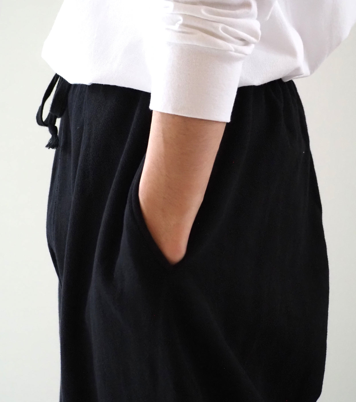 COMOLI Cotton Loopback Pants , Black