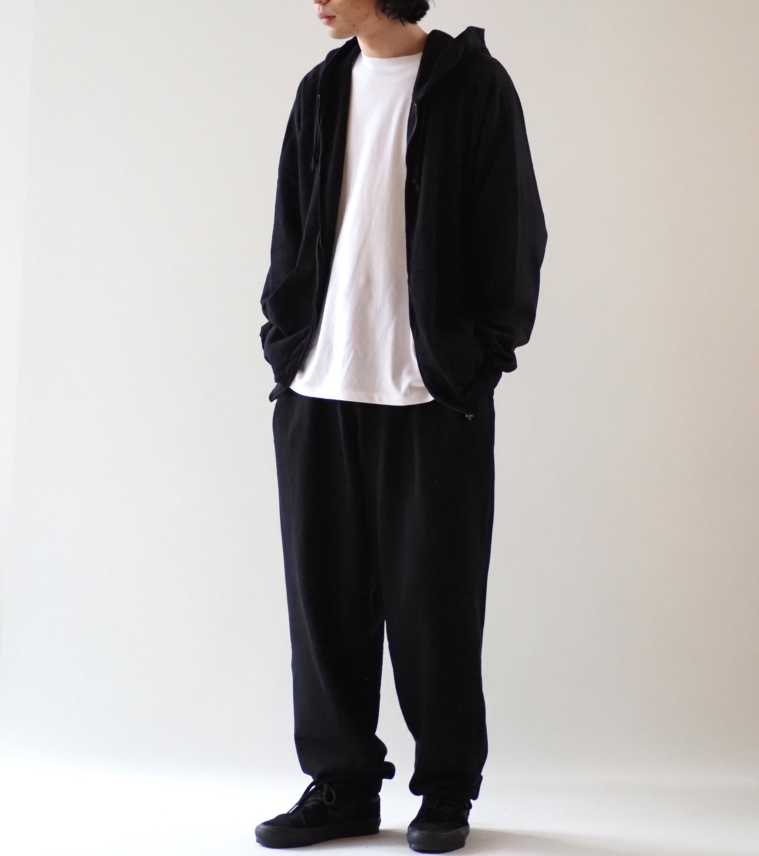 COMOLI Cotton Loopback Pants , Black
