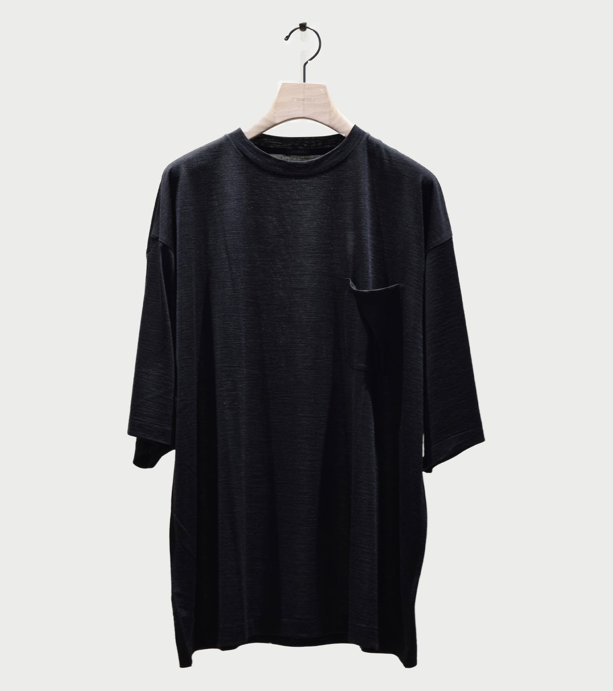 COMOLI Summer Wool Short Sleeve T-Shirt , Charcoal