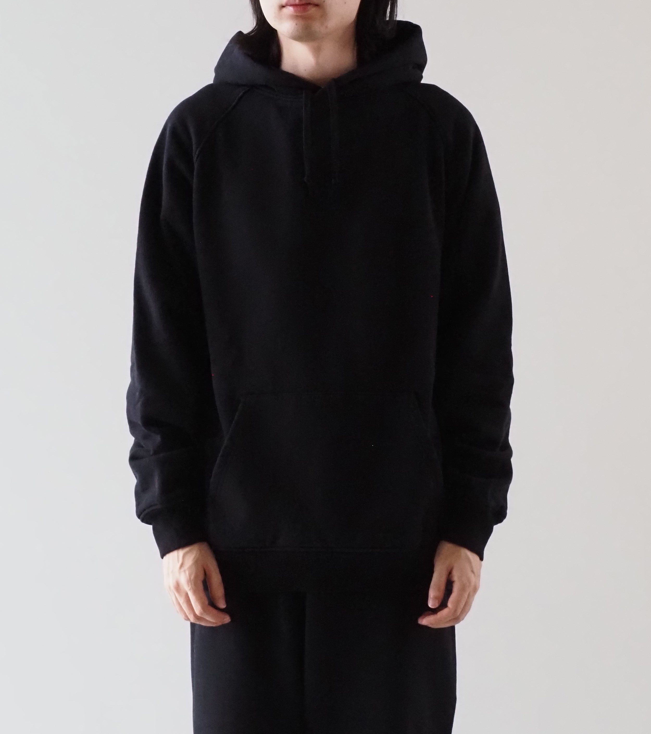COMOLI コットン 裏毛 パーカ , Black – Navyblue