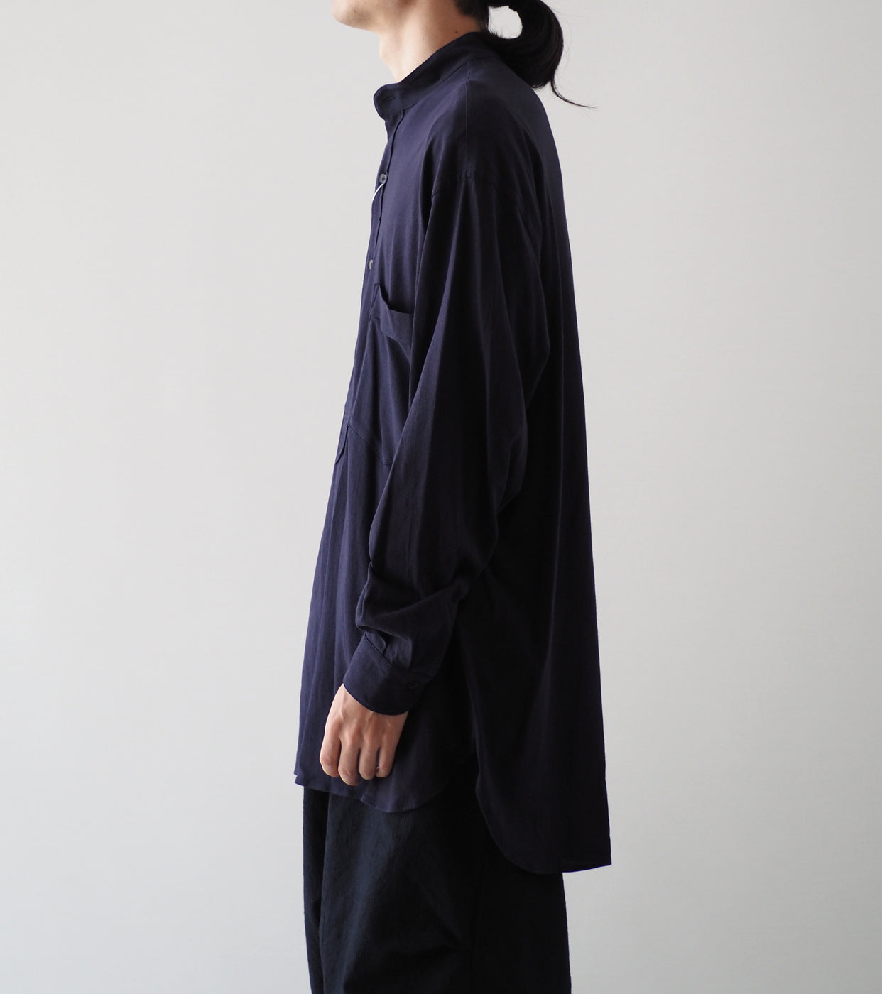 COMOLI Jersey Pullover Shirt , Navy