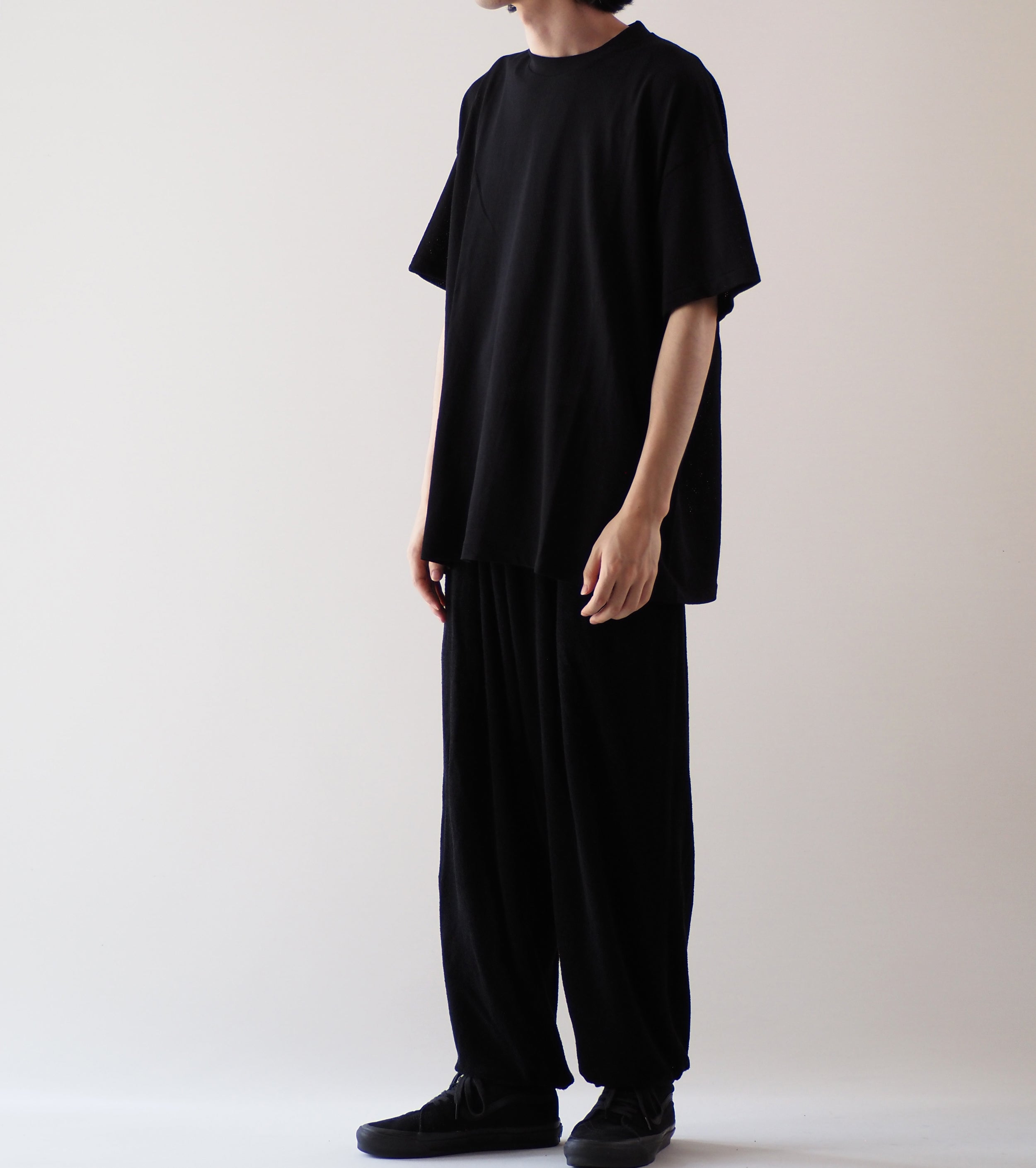 COMOLI Cotton Mesh Short Sleeve T-shirt, Black